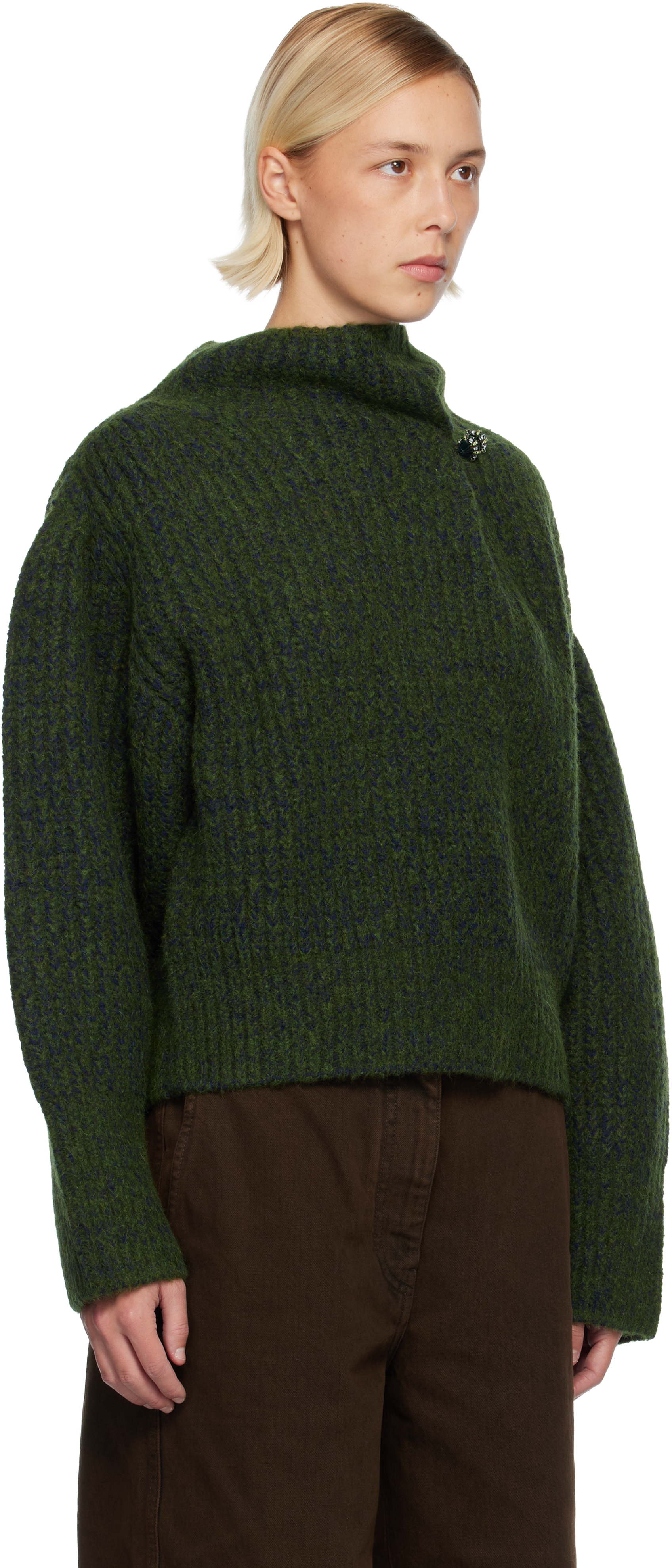 Dries Van Noten Green Wool Turtleneck In Green