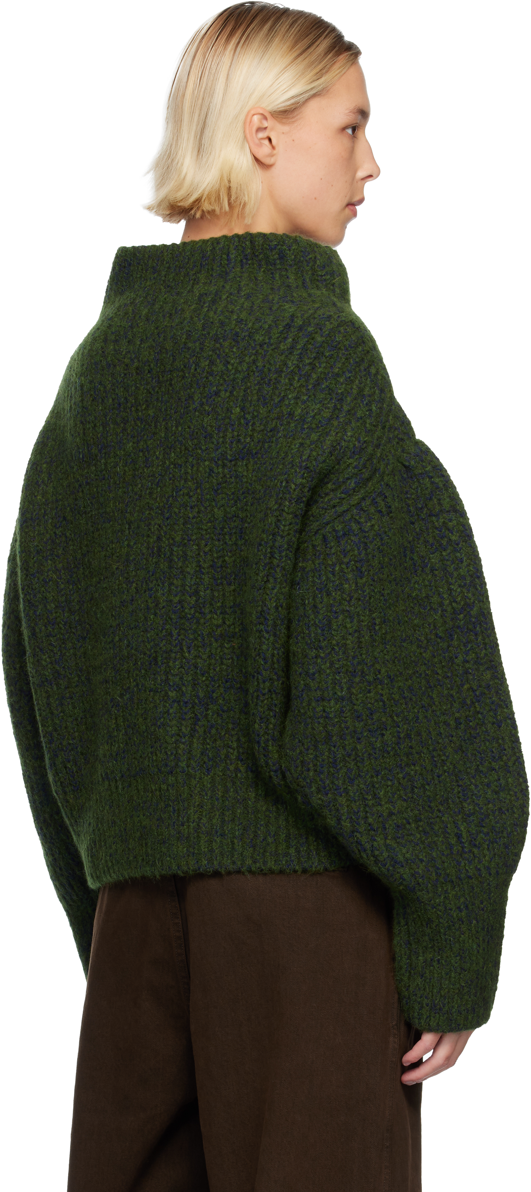 Dries Van Noten Green Wool Turtleneck In Green