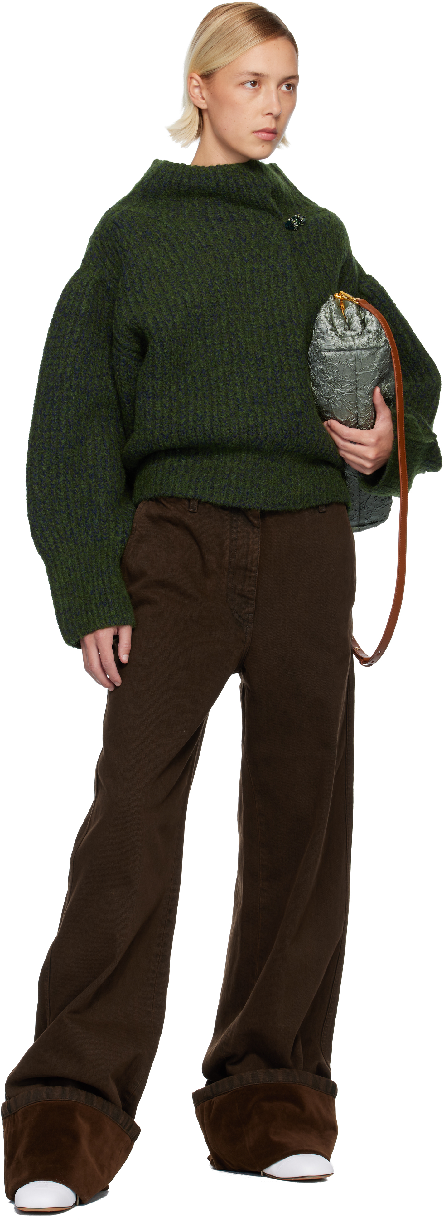 Dries Van Noten Green Wool Turtleneck In Green