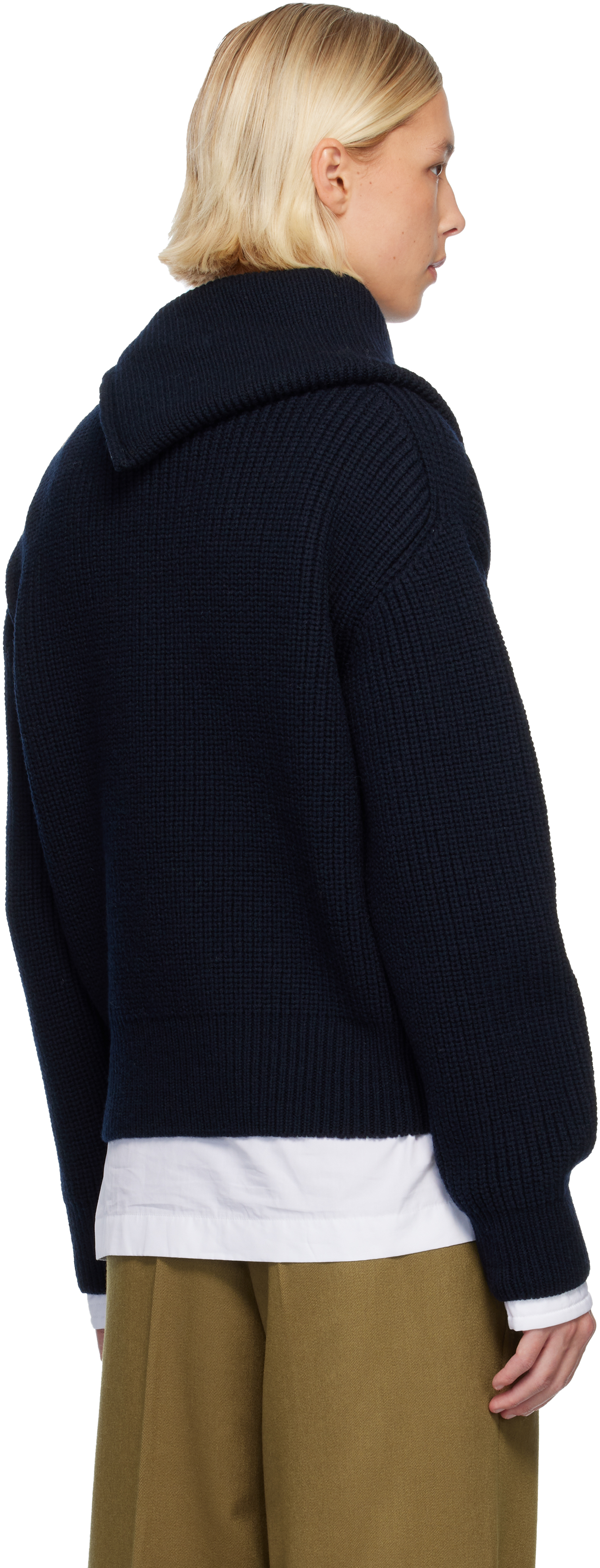 Dries Van Noten Black Zipped Wool Turtleneck In Black