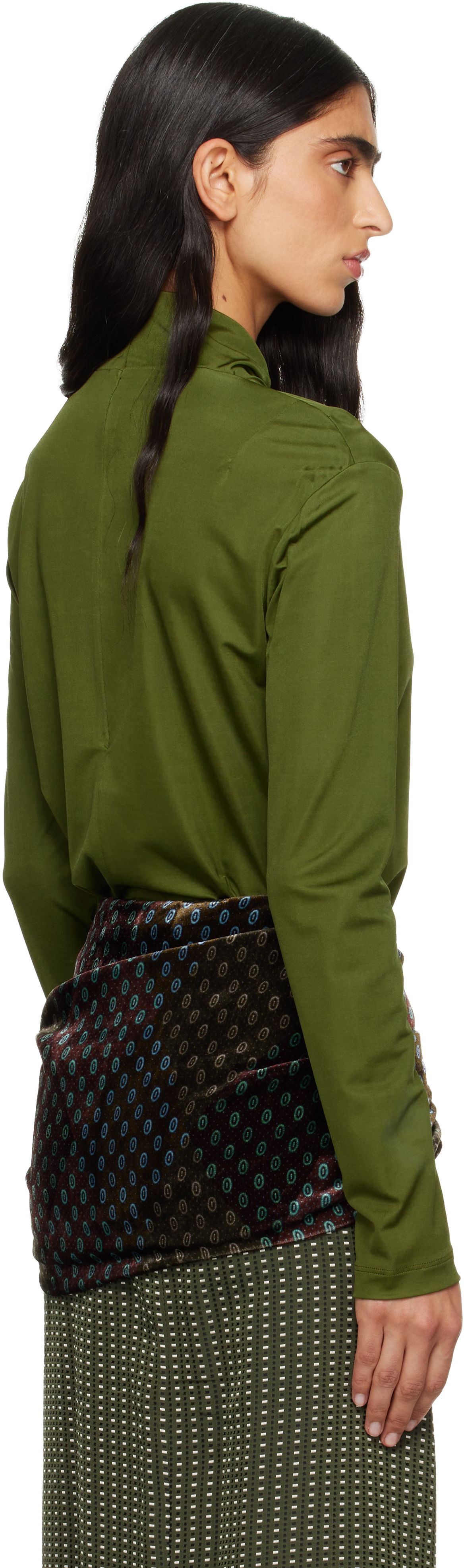 Dries Van Noten Green Jersey Turtleneck In Green