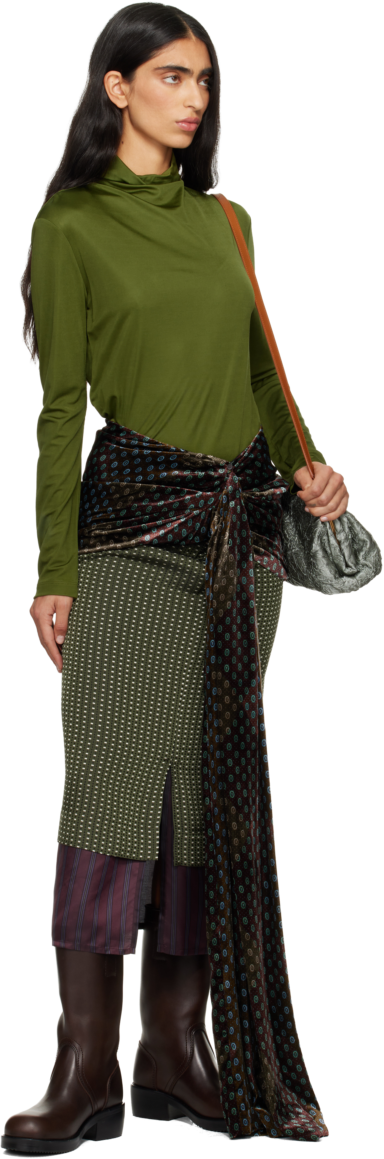 Dries Van Noten Green Jersey Turtleneck In Green