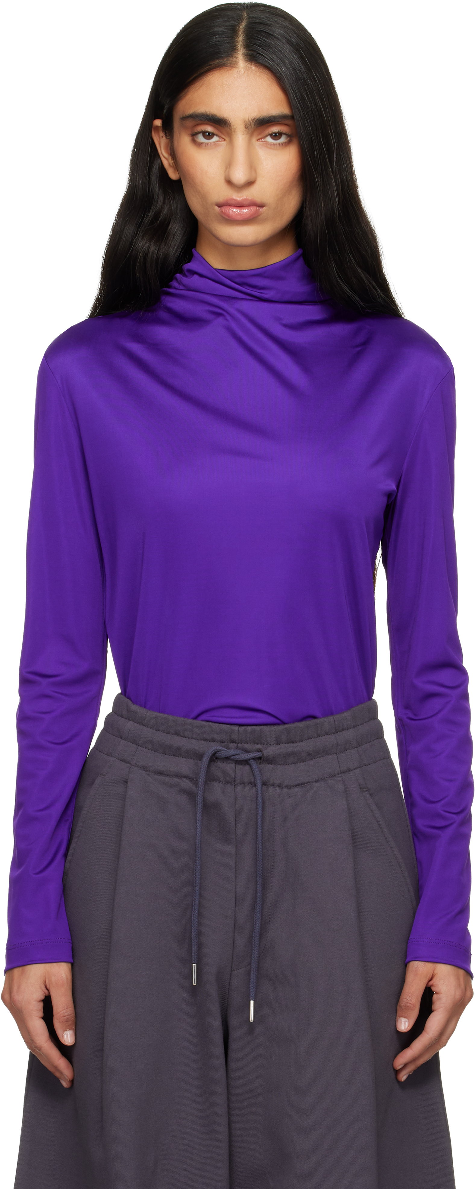 Dries Van Noten Purple Jersey Turtleneck In Purple