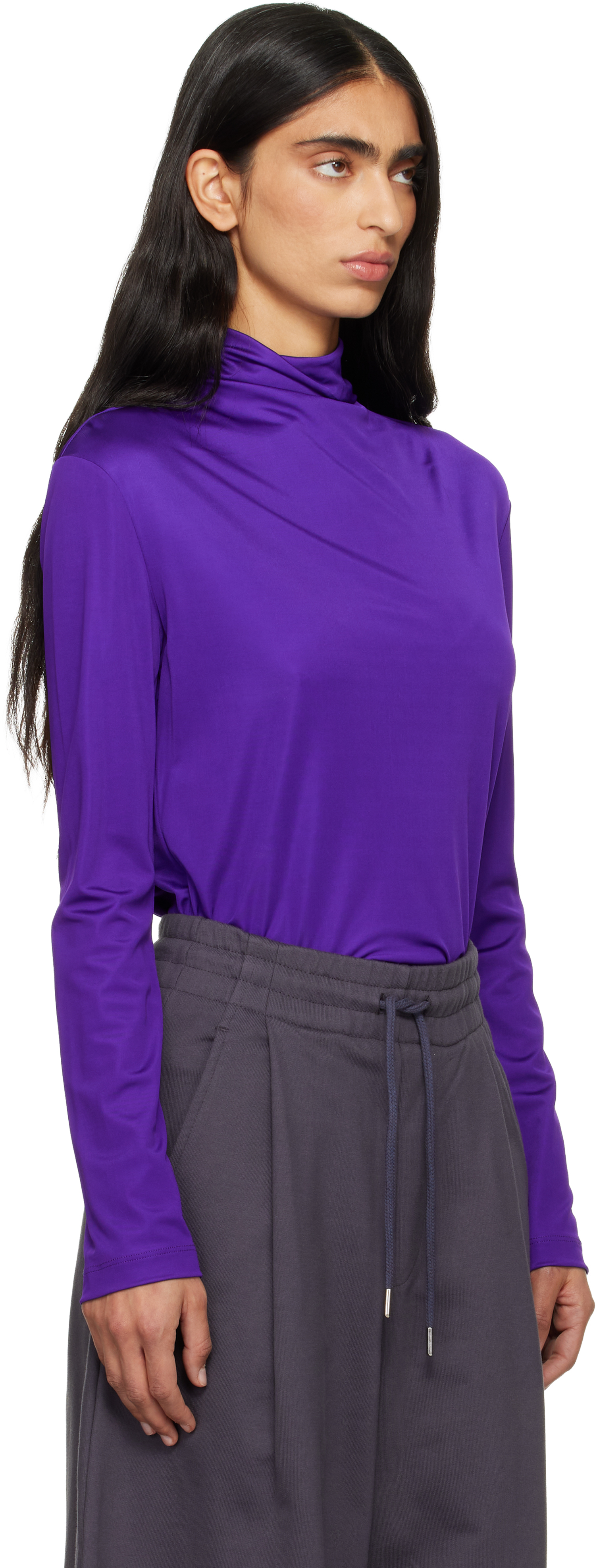 Dries Van Noten Purple Jersey Turtleneck In Purple