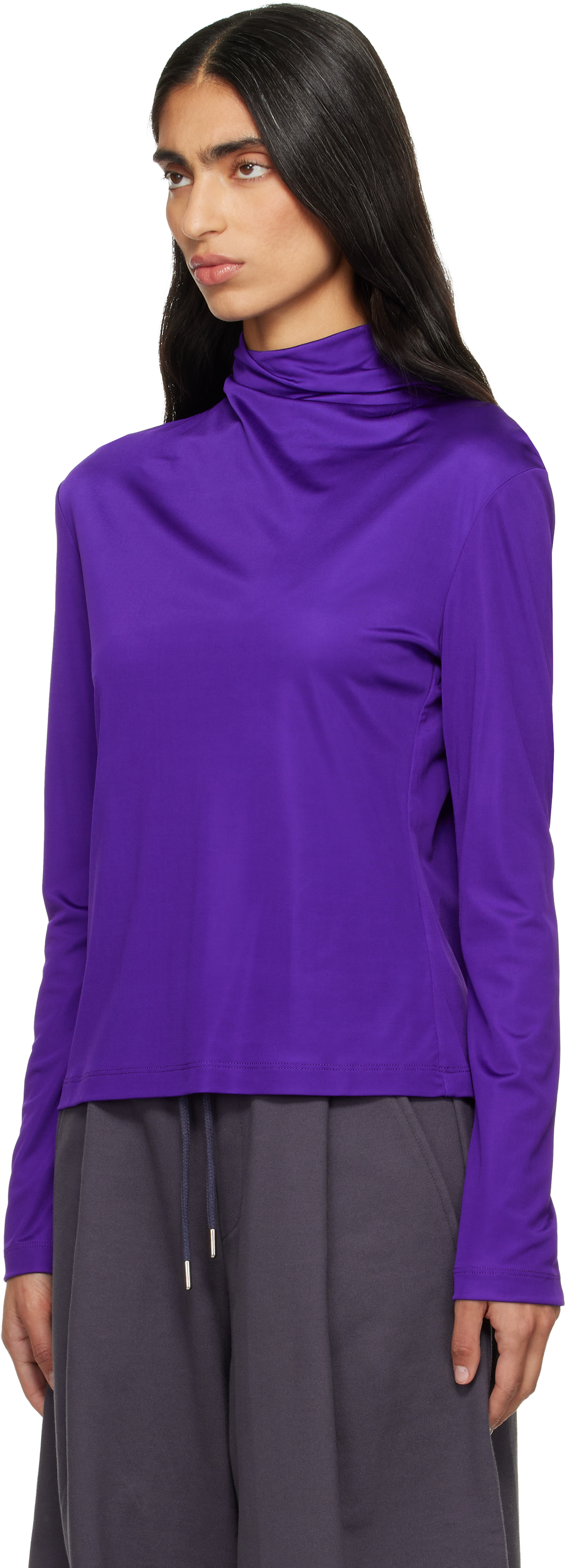 Dries Van Noten Purple Jersey Turtleneck In Purple