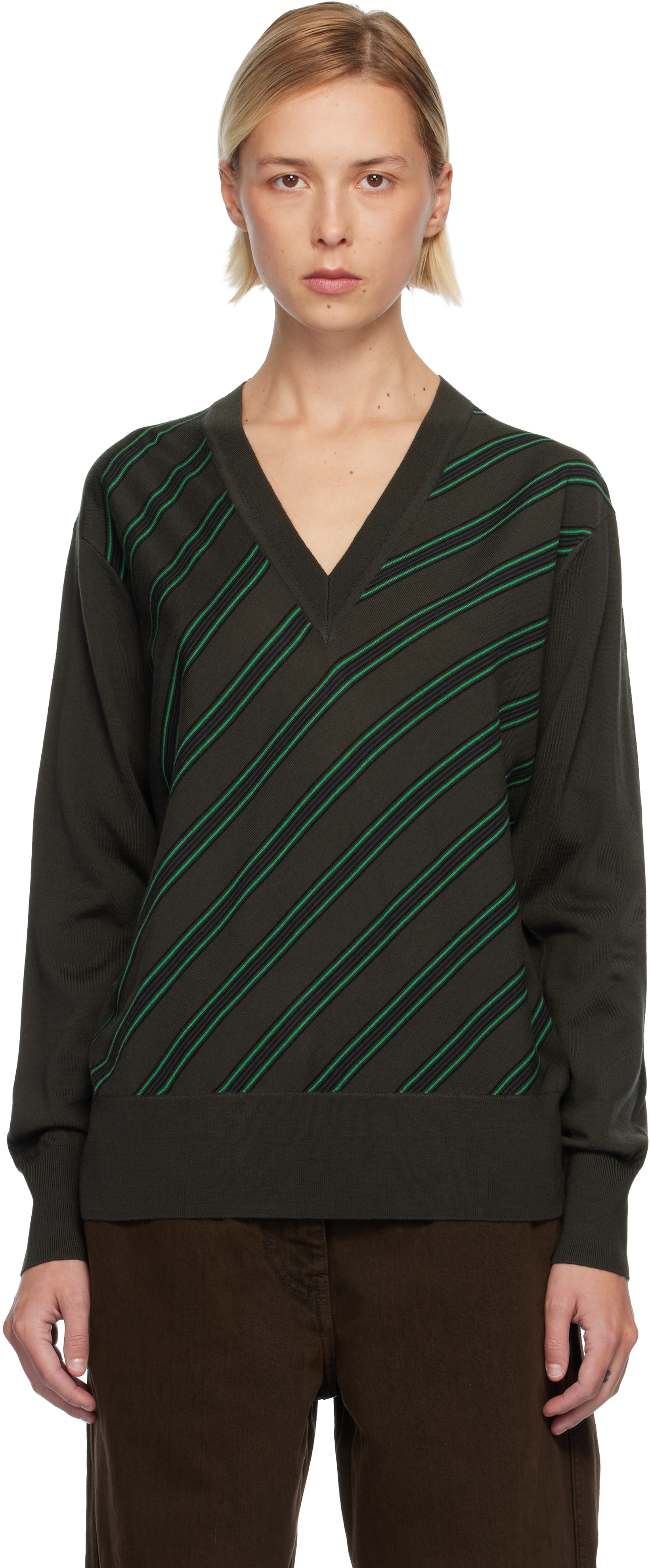 Dries Van Noten Khaki Merino Wool Sweater