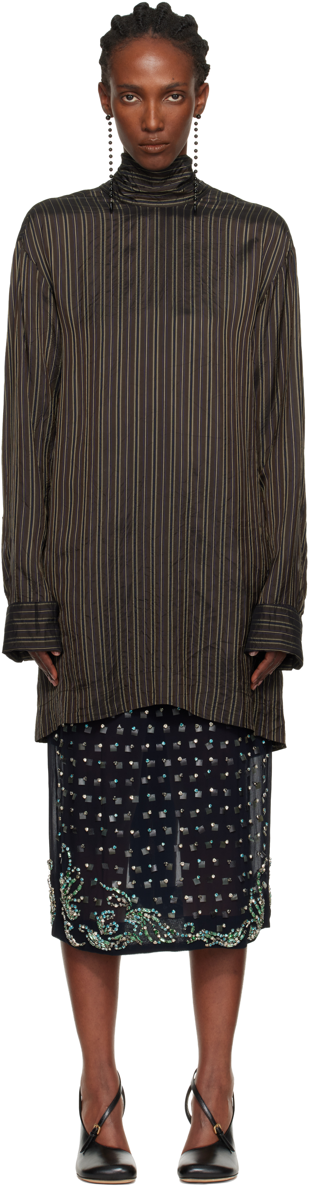 Dries Van Noten Brown Pussy-bow Blouse