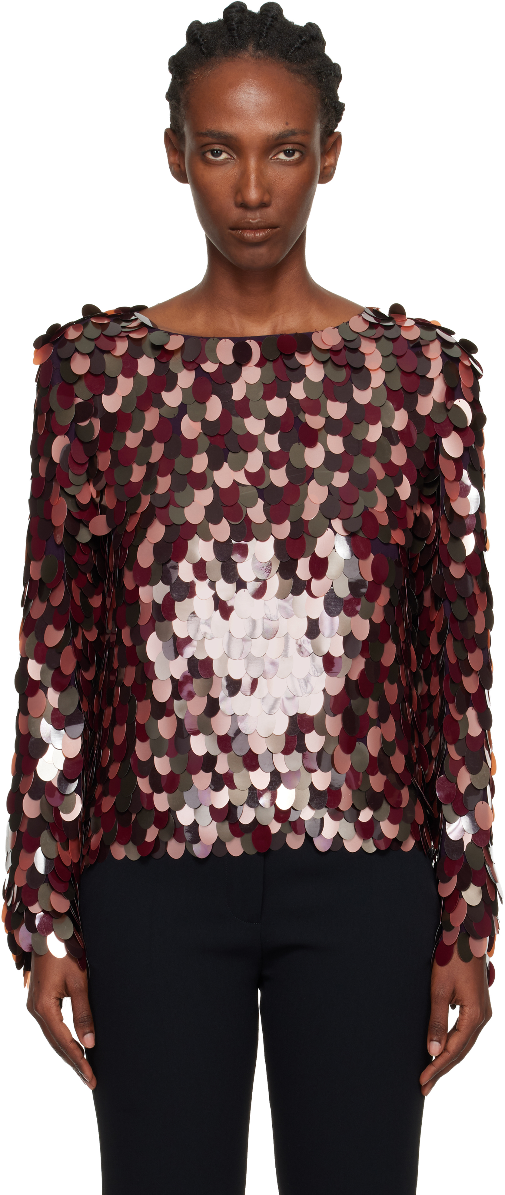 Dries Van Noten Burgundy Sequin Blouse In Brown