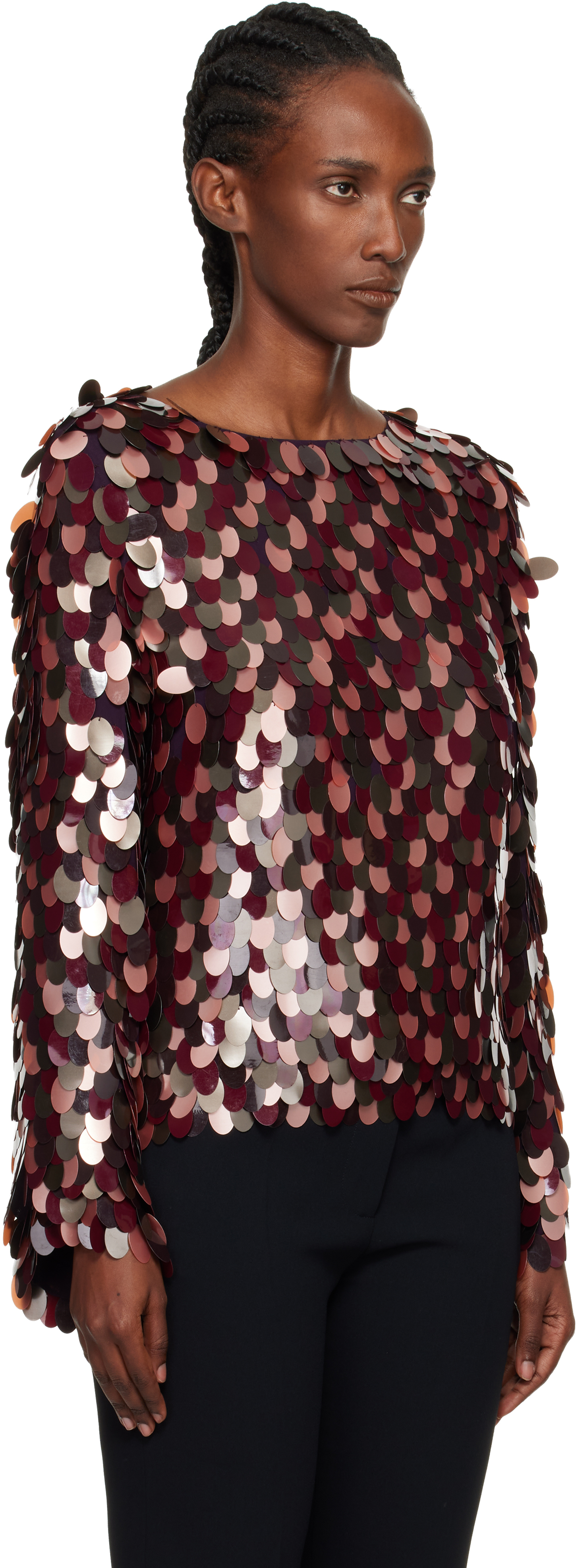 Dries Van Noten Burgundy Sequin Blouse In Brown