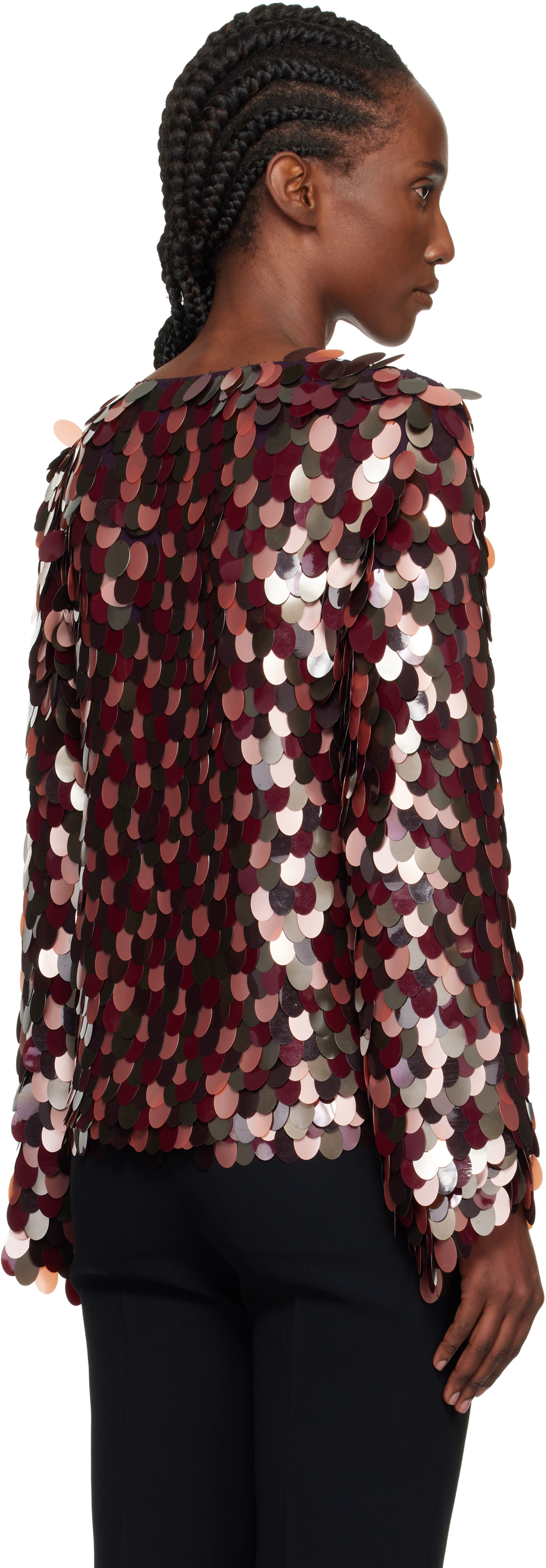 Dries Van Noten Burgundy Sequin Blouse In Brown