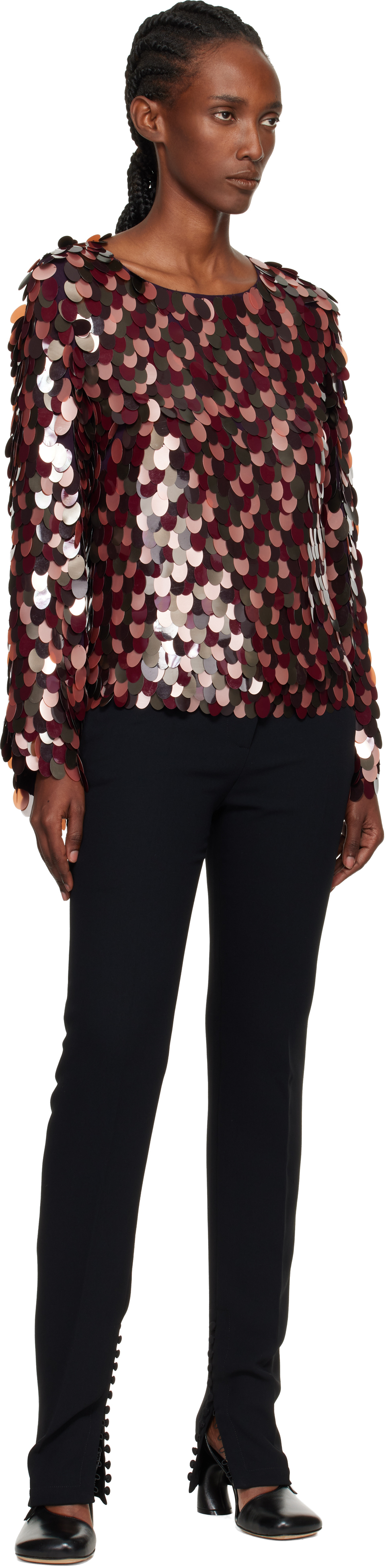 Dries Van Noten Burgundy Sequin Blouse In Brown