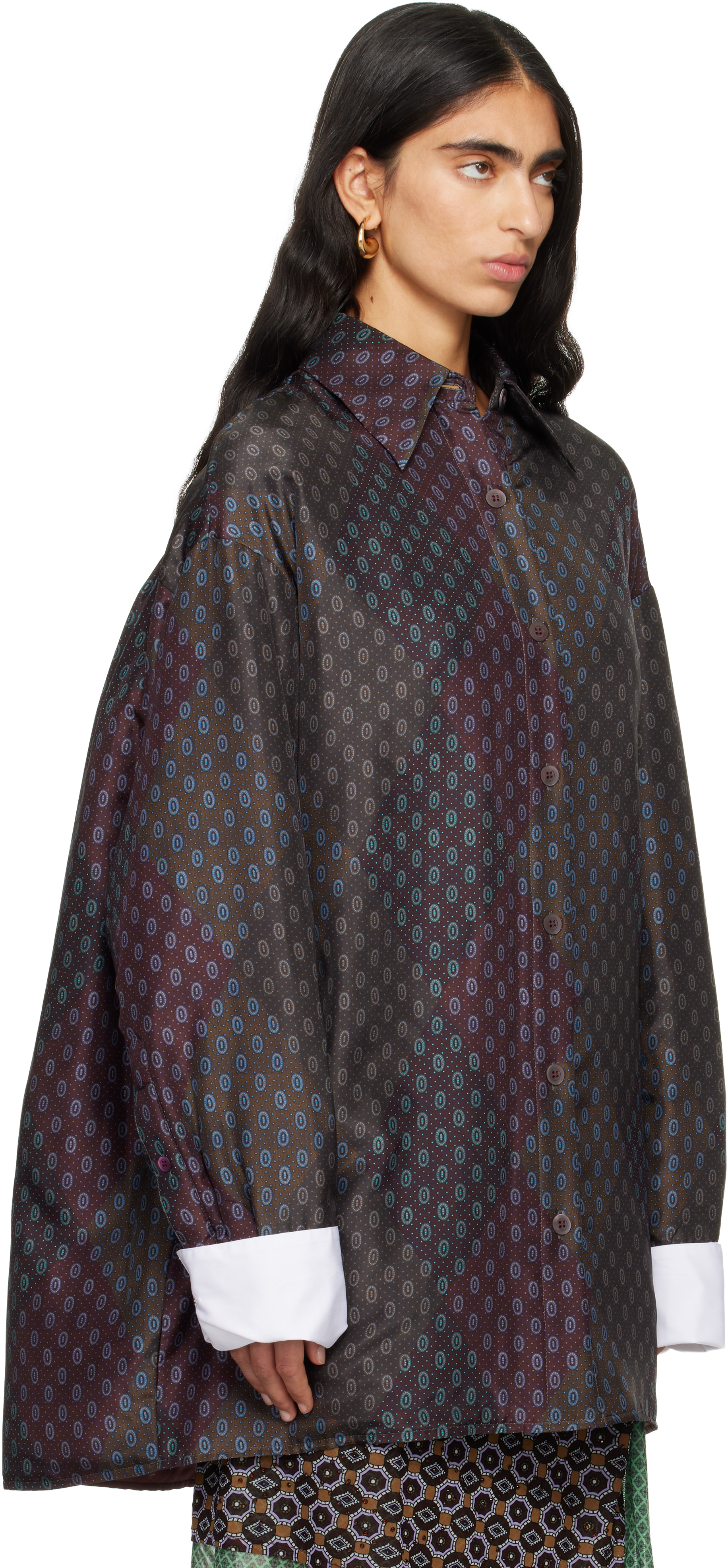 Dries Van Noten Burgundy Printed Jacket In Burgundy