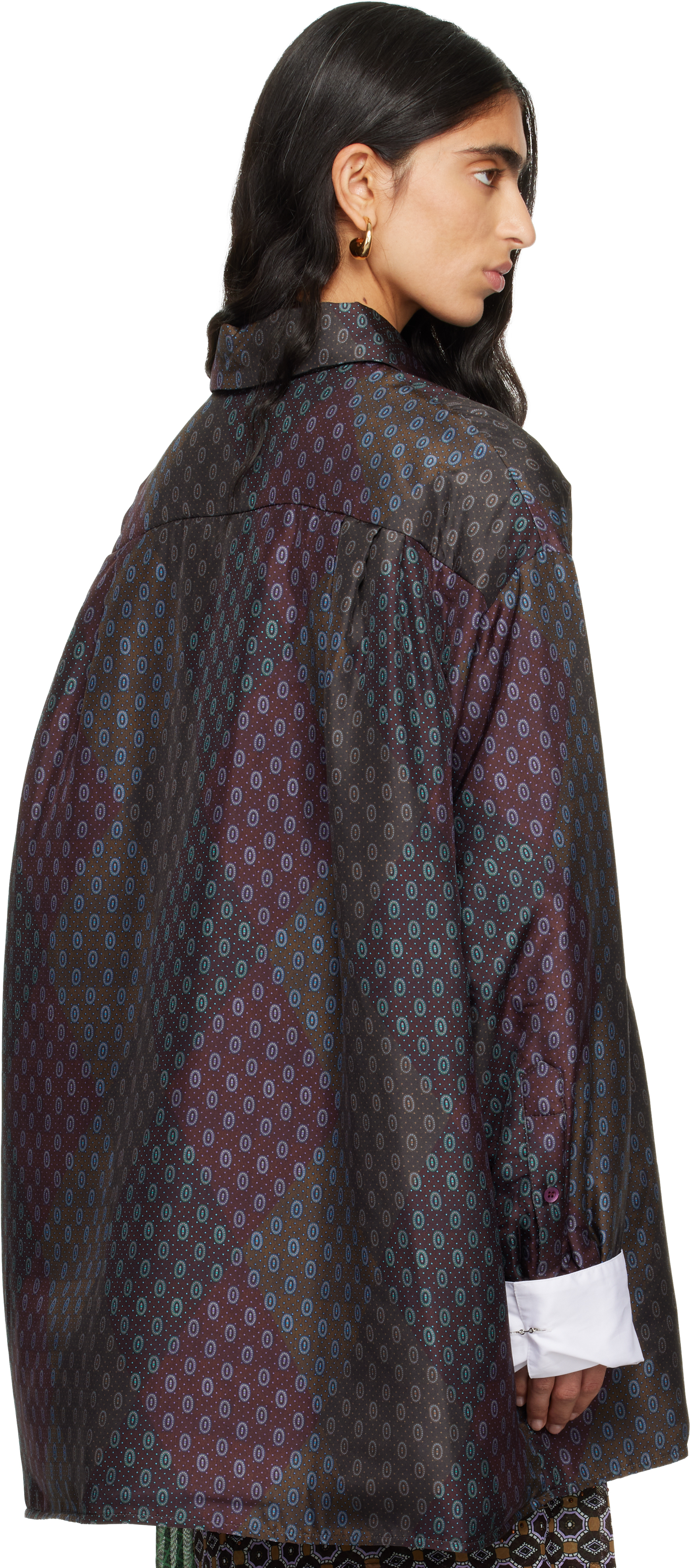 Dries Van Noten Burgundy Printed Jacket In Burgundy