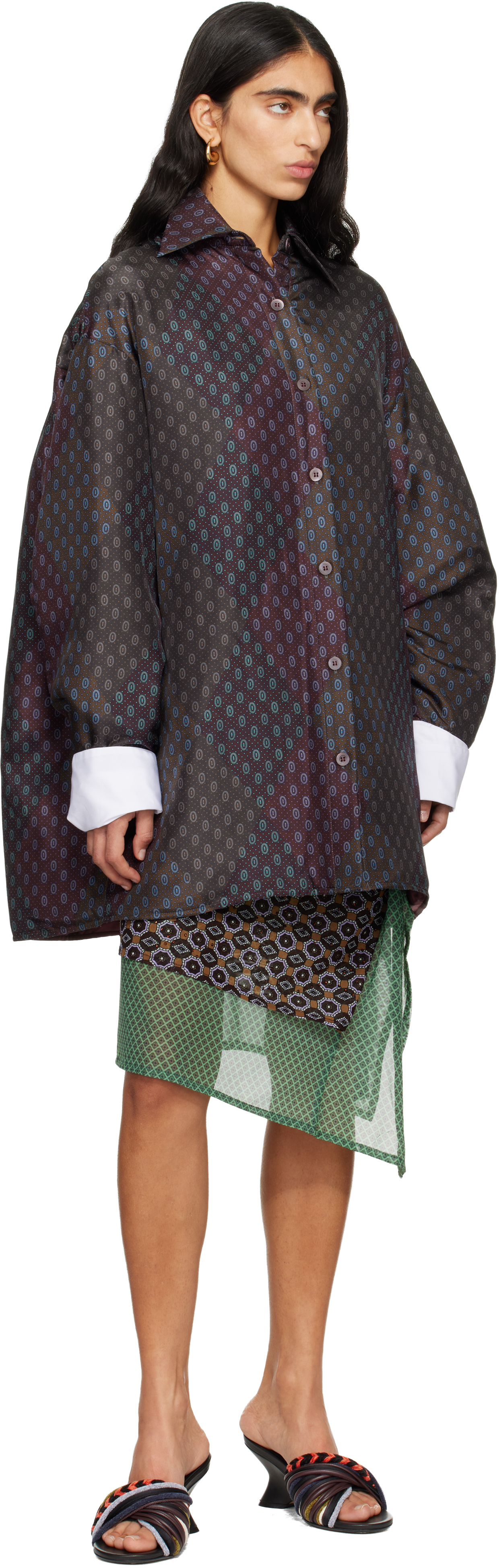 Dries Van Noten Burgundy Printed Jacket In Burgundy