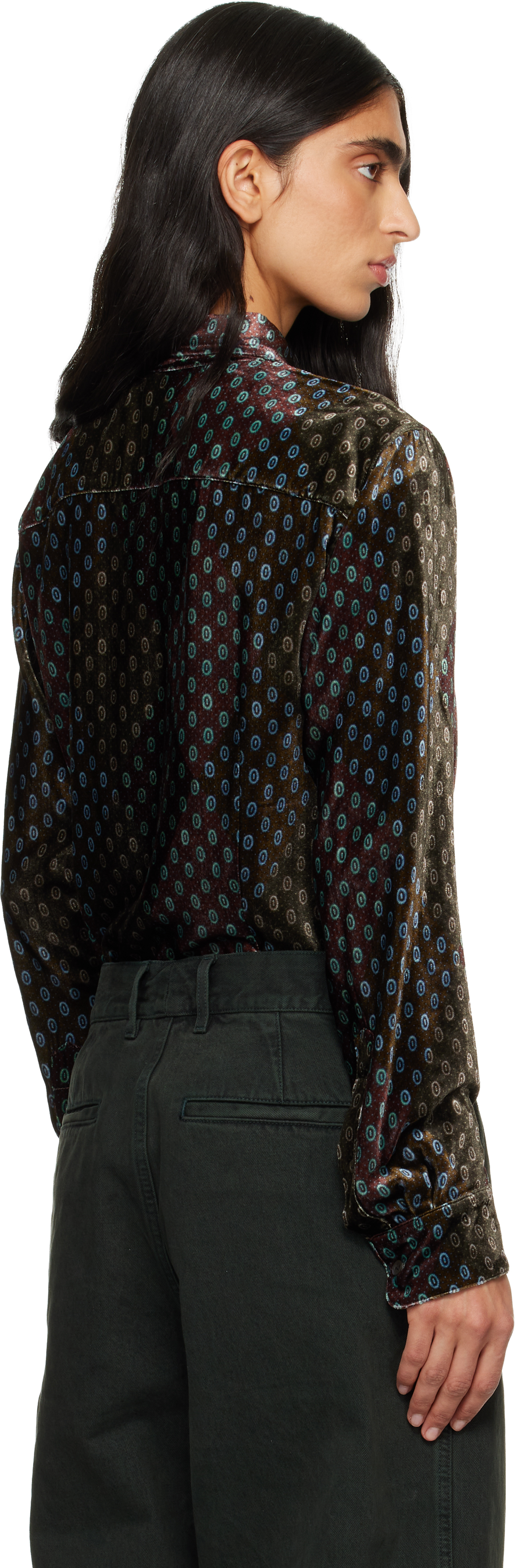 Dries Van Noten Printed Argyle-pattern Shirt In Brown