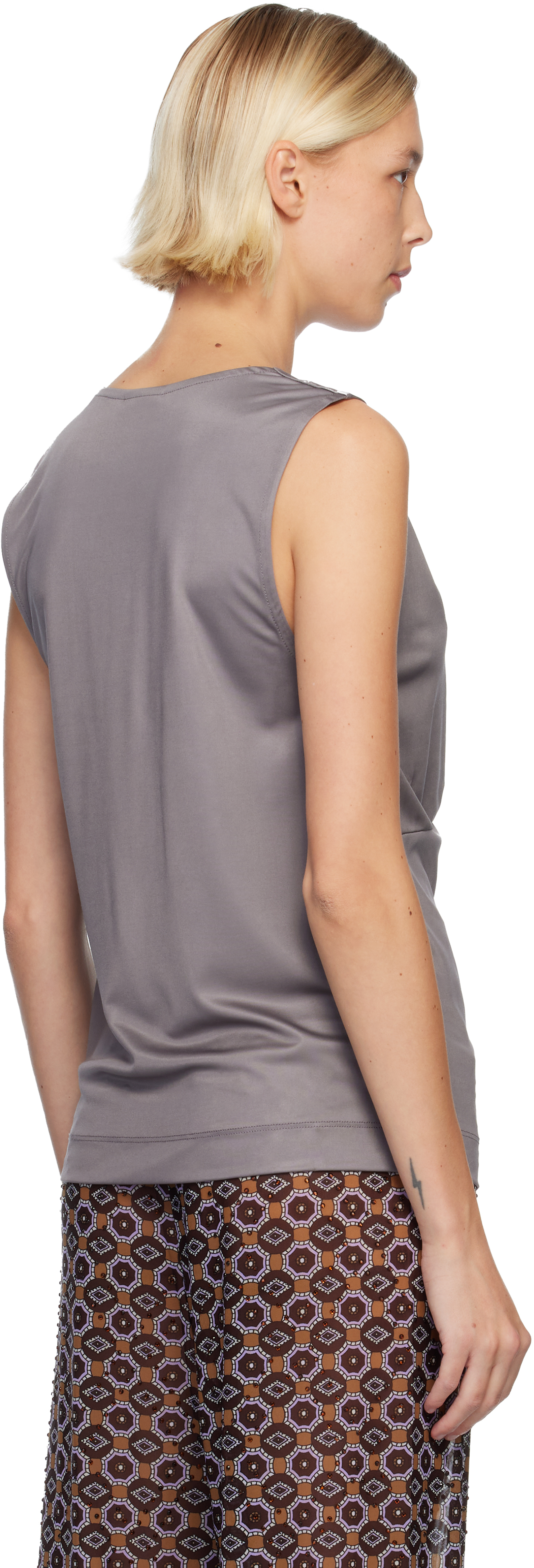 Dries Van Noten Gray Twisted Tank Top In Gray