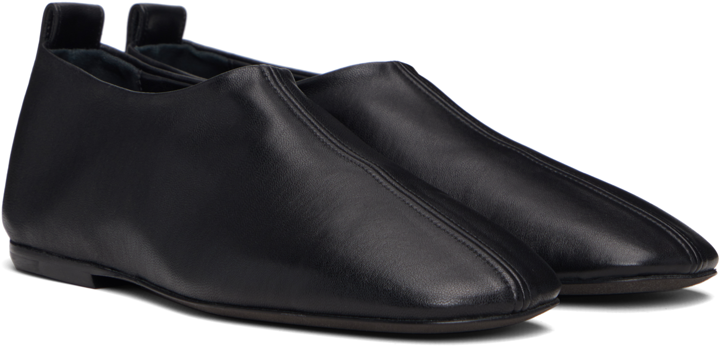 Dries Van Noten Soft Black Leather Loafers With Squared Toe In Animal Print