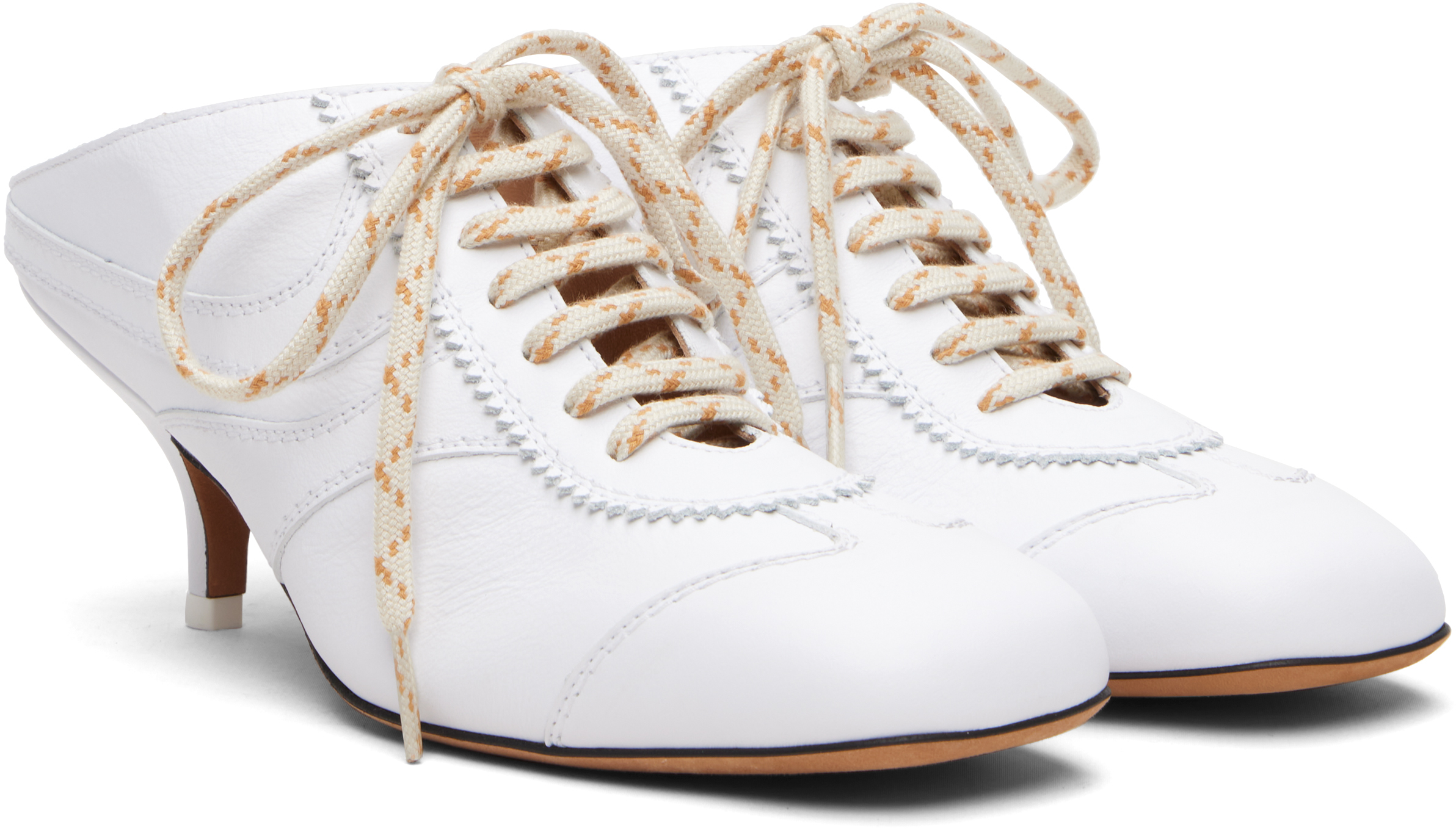 Dries Van Noten White Heeled Sneaker Mules In White