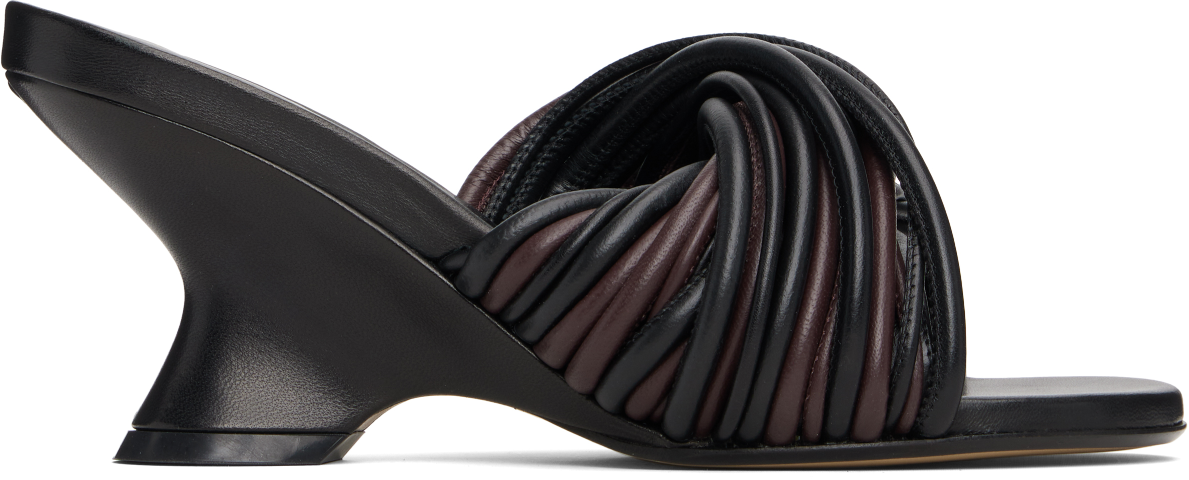 Dries Van Noten Brown & Black Open-toe Leather Mule Heeled Sandals
