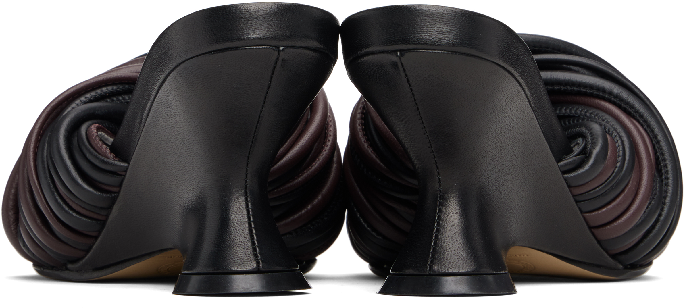 Dries Van Noten Brown & Black Open-toe Leather Mule Heeled Sandals In Black