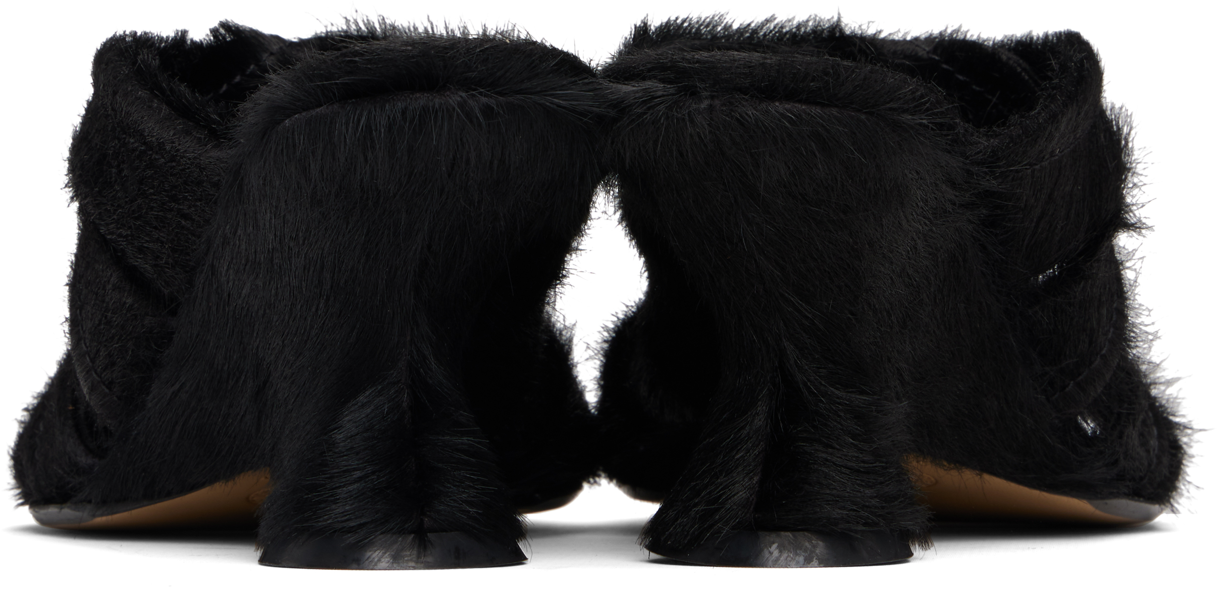 Dries Van Noten Black Ponyhair Mule Heeled Sandals In Black