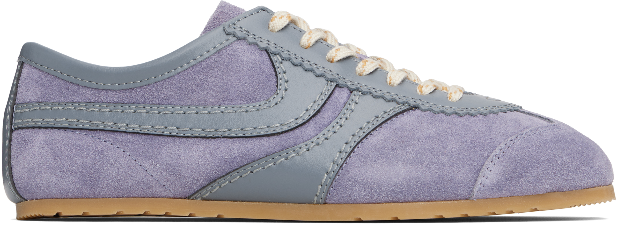 Dries Van Noten Mixed Leather Retro Runner Sneakers In Blue