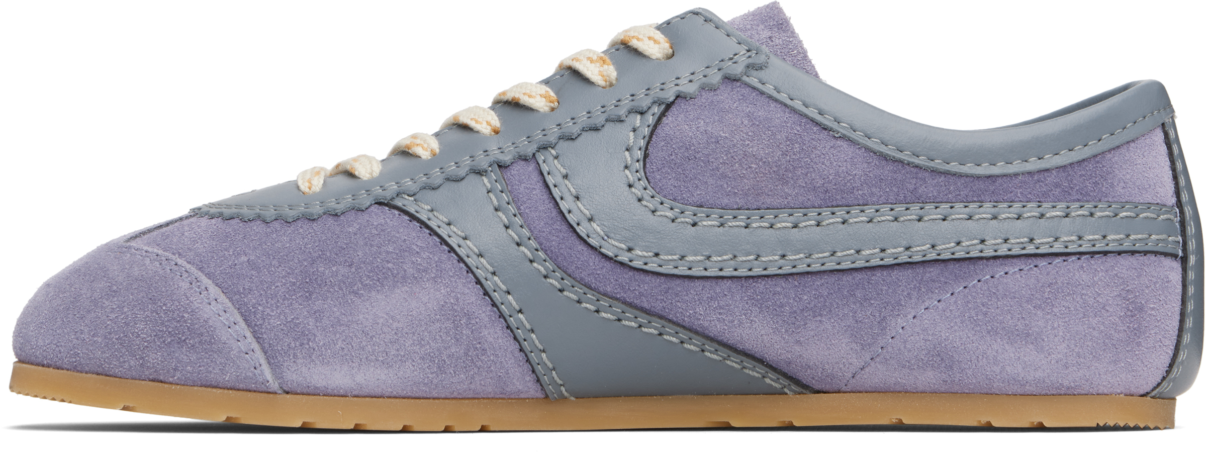 Dries Van Noten Mixed Leather Retro Runner Sneakers In Blue