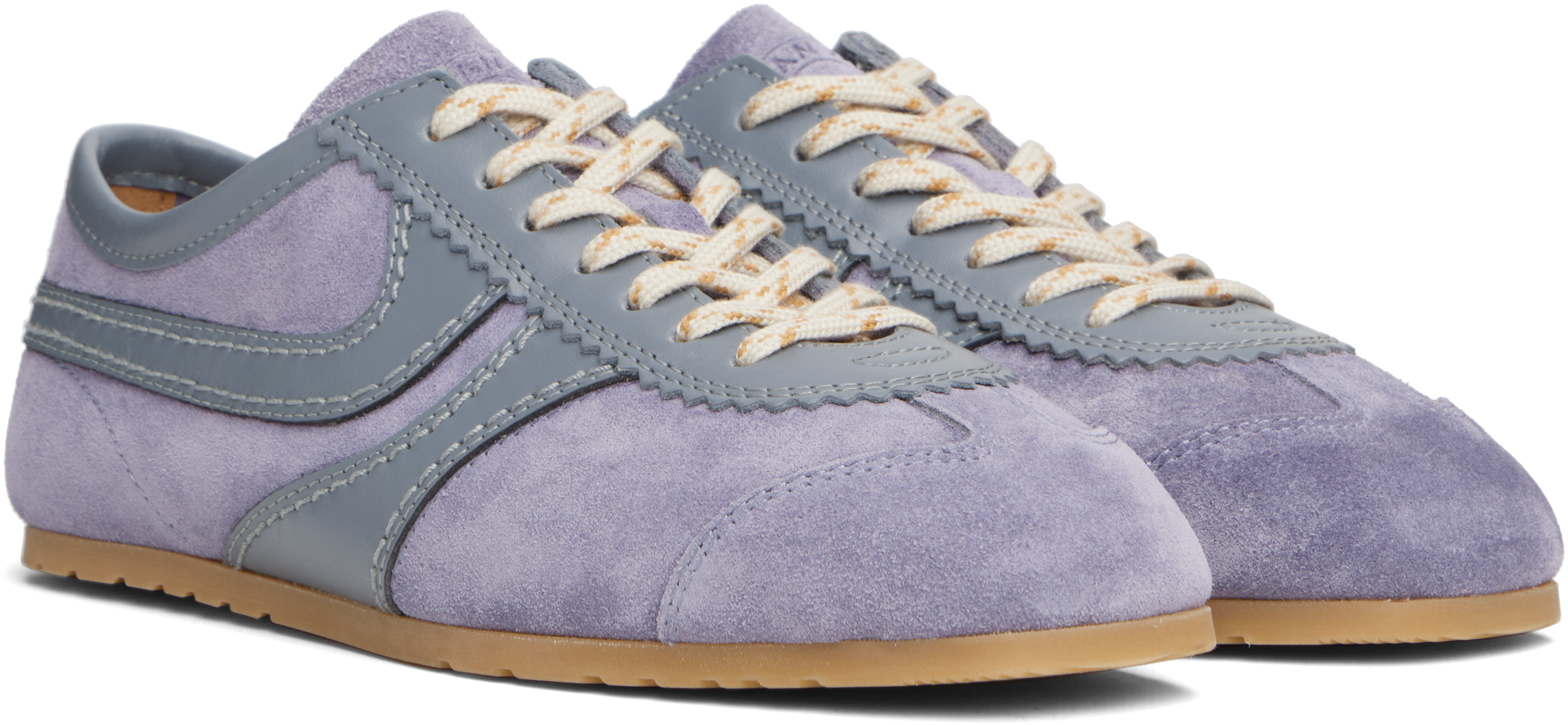 Dries Van Noten Mixed Leather Retro Runner Sneakers In Blue