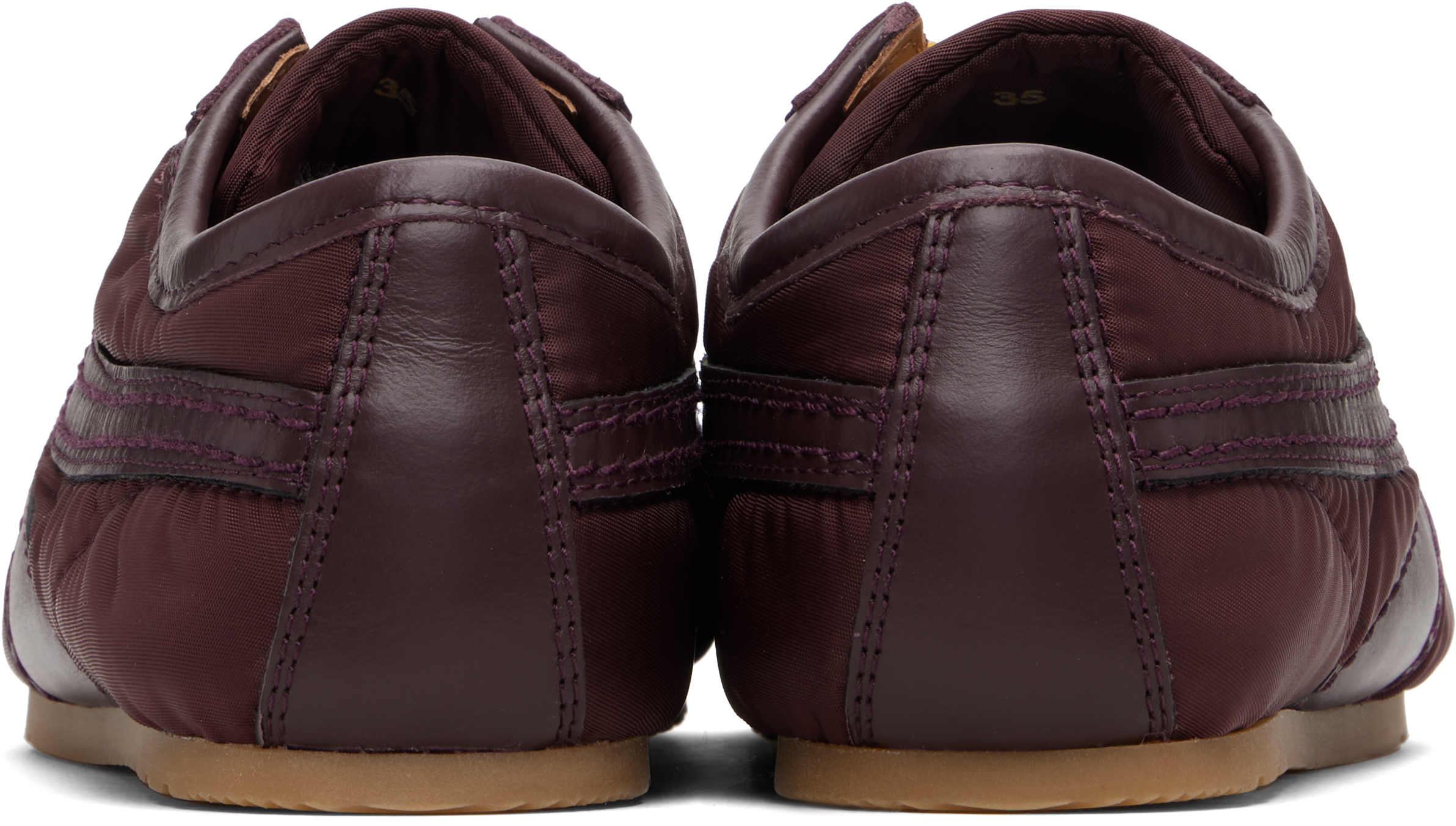 Dries Van Noten Low-top Nylon Running Sneakers With Leather Inserts In Burgundy