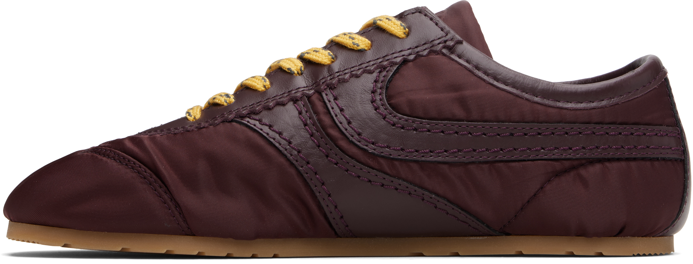 Dries Van Noten Low-top Nylon Running Sneakers With Leather Inserts In Burgundy