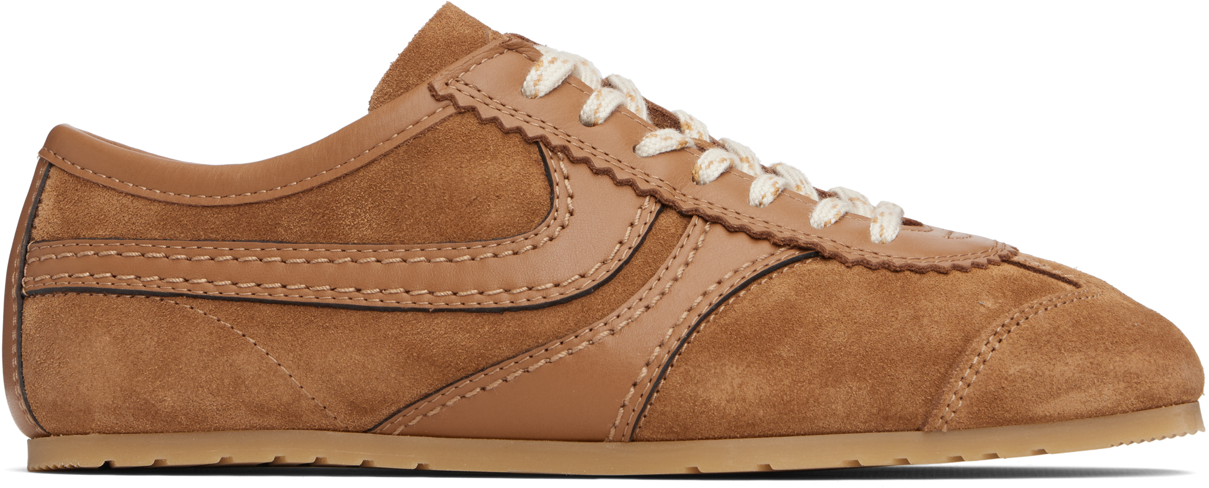 Dries Van Noten Tan Suede Sneakers In Brown