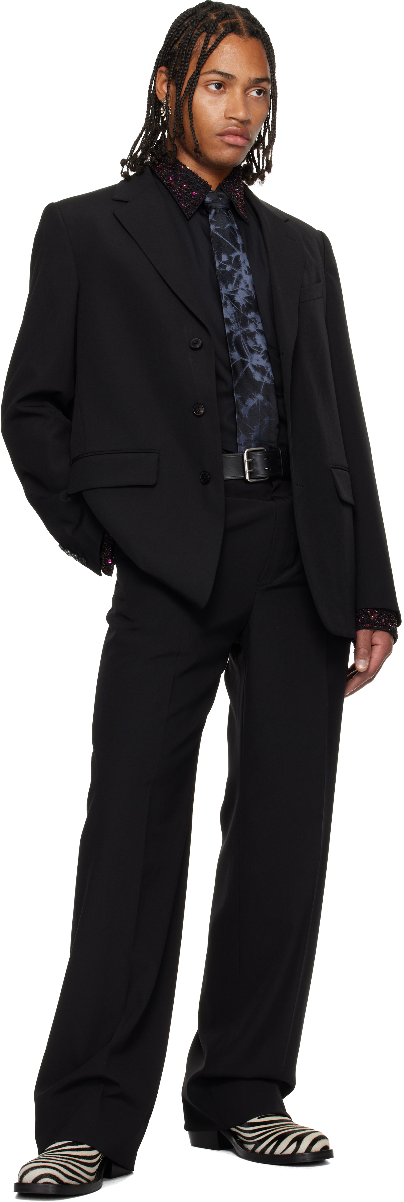 Dries Van Noten Black Leather Belt In Black