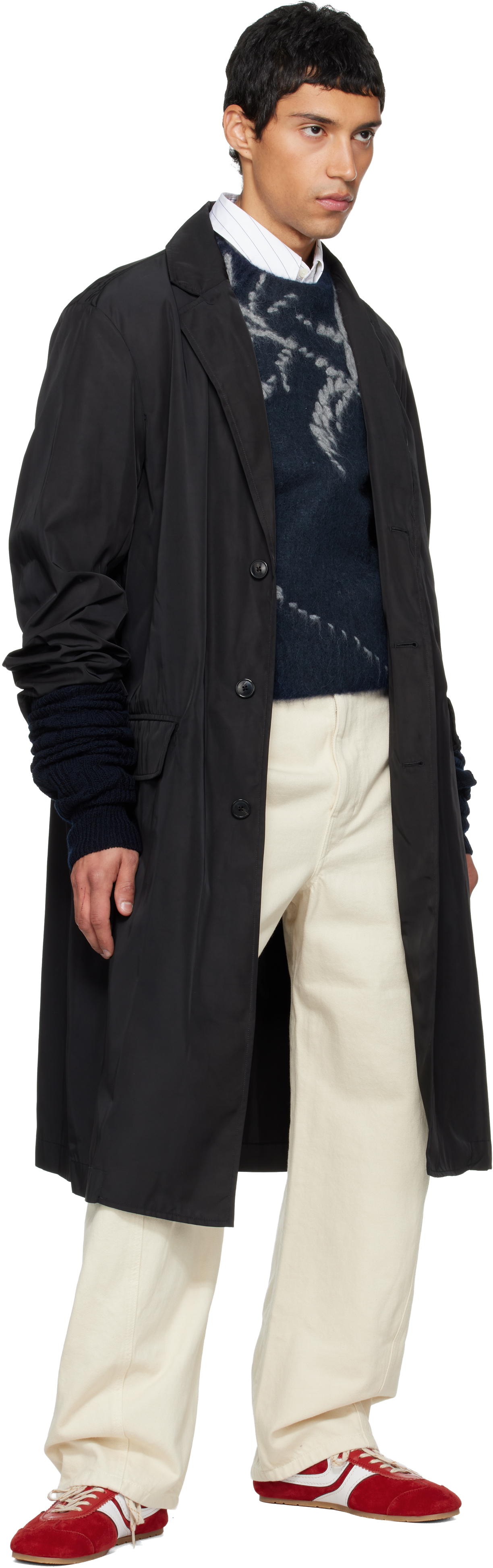 Dries Van Noten Black Wool Arm Warmers In Black