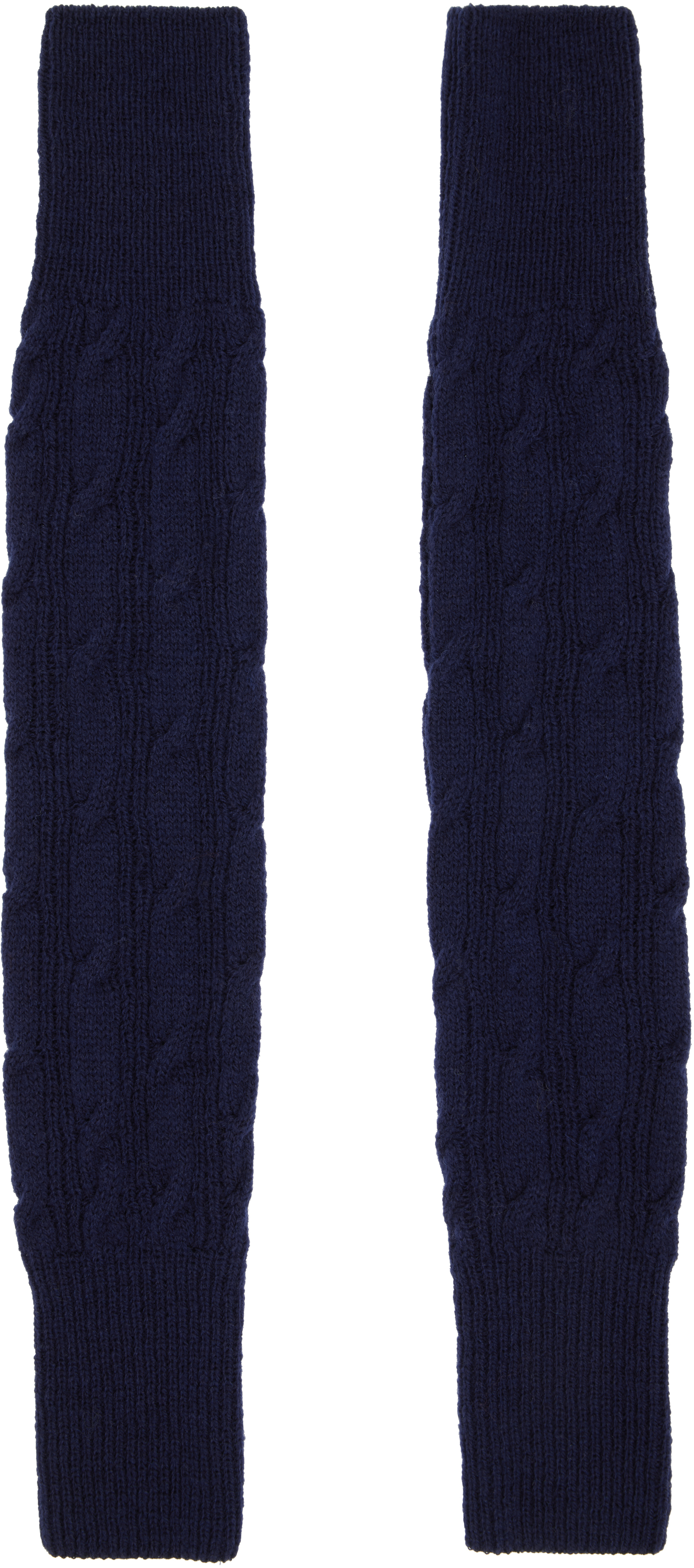 Dries Van Noten Navy Wool Arm Warmers In Blue