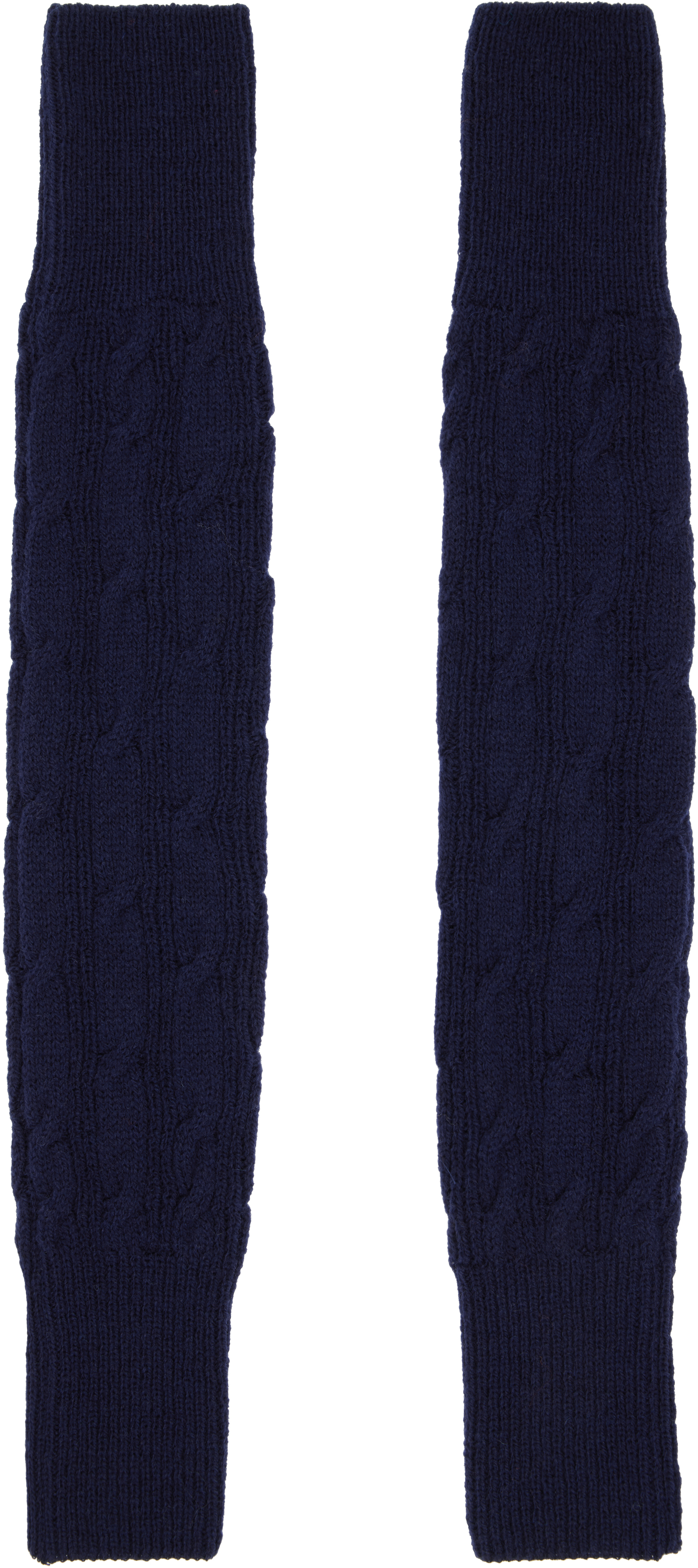 Dries Van Noten Navy Wool Arm Warmers In Blue