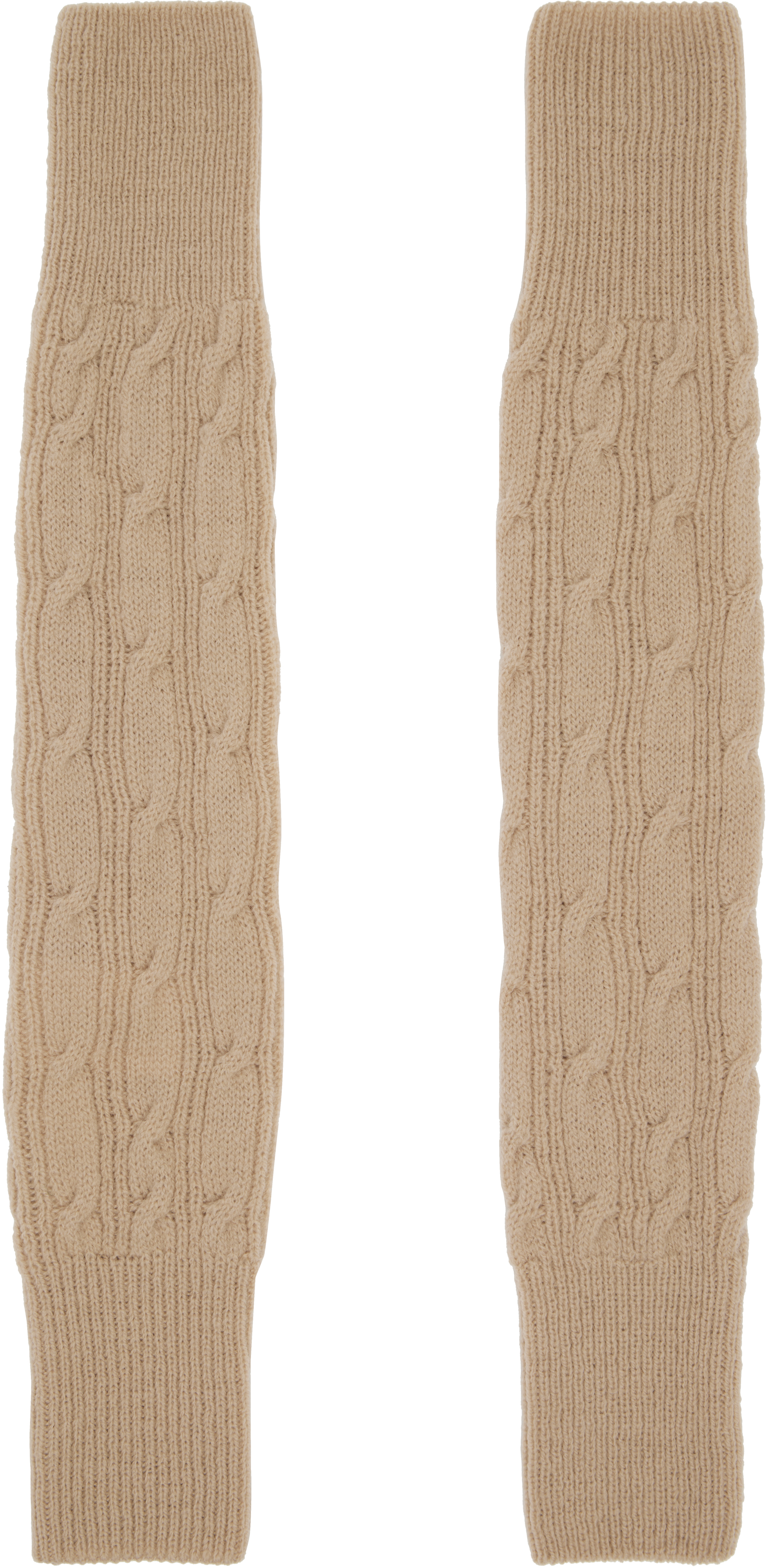 Dries Van Noten Beige Wool Arm Warmers In Brown