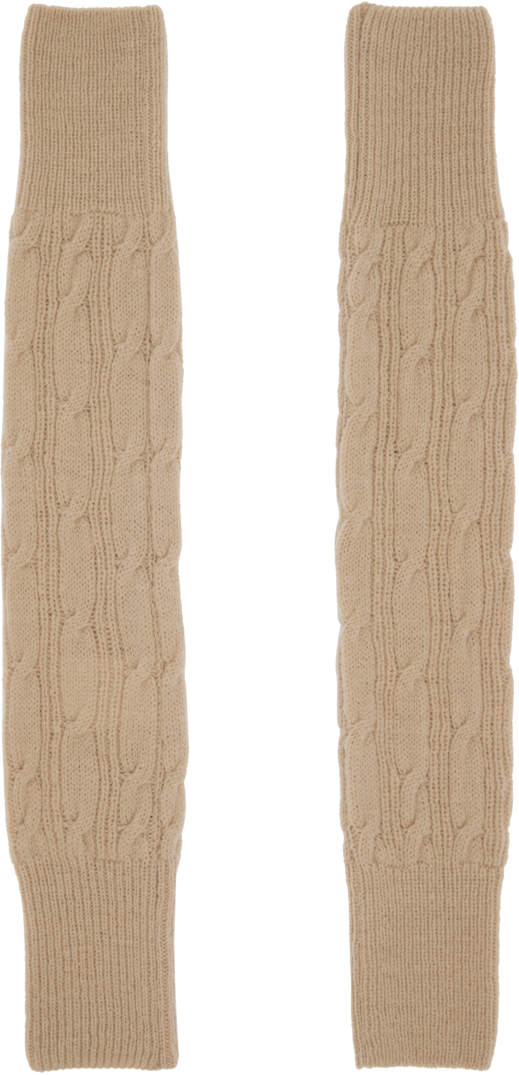 Dries Van Noten Beige Wool Arm Warmers In Brown