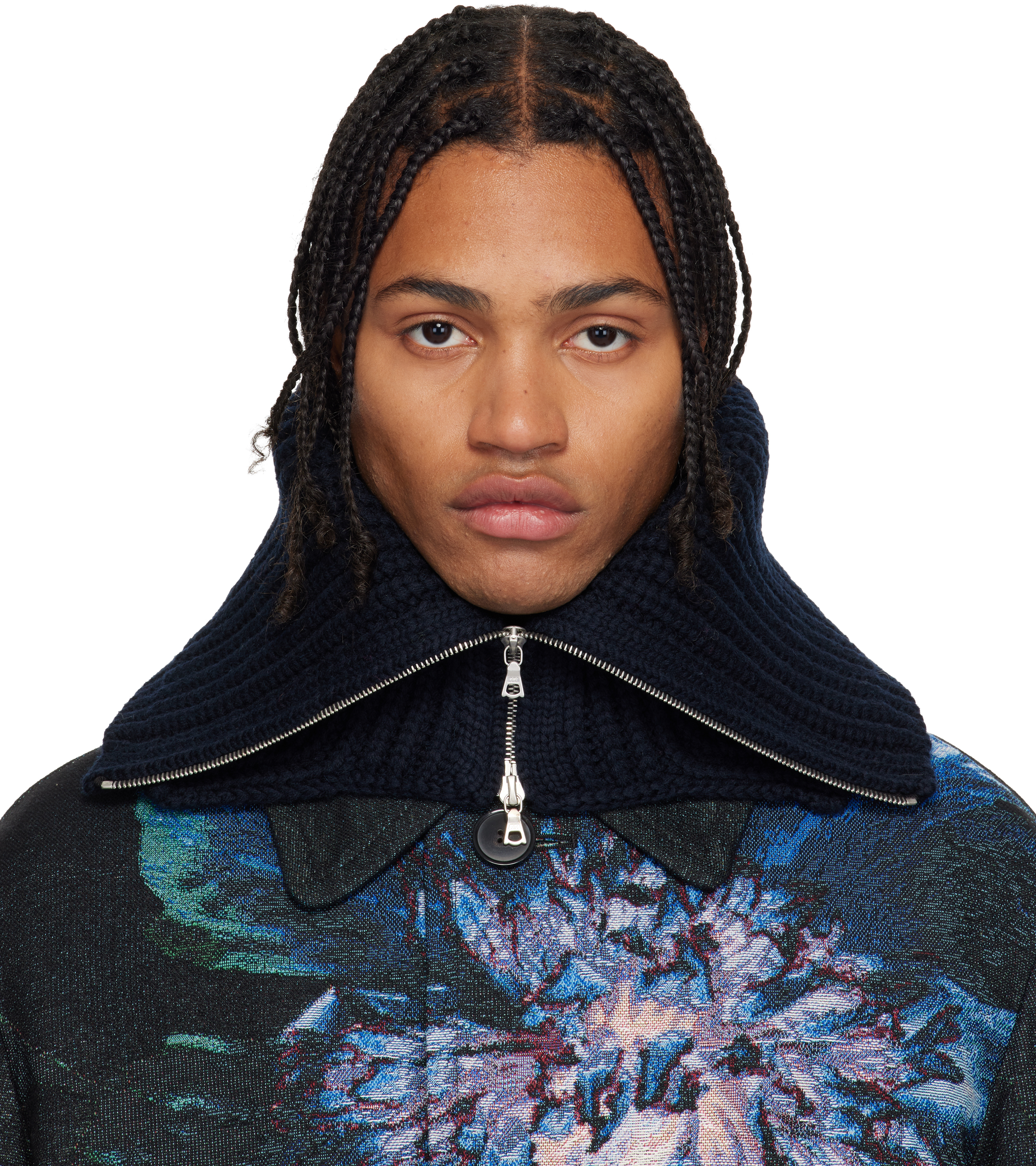 Dries Van Noten Black Wool Collar In Blue
