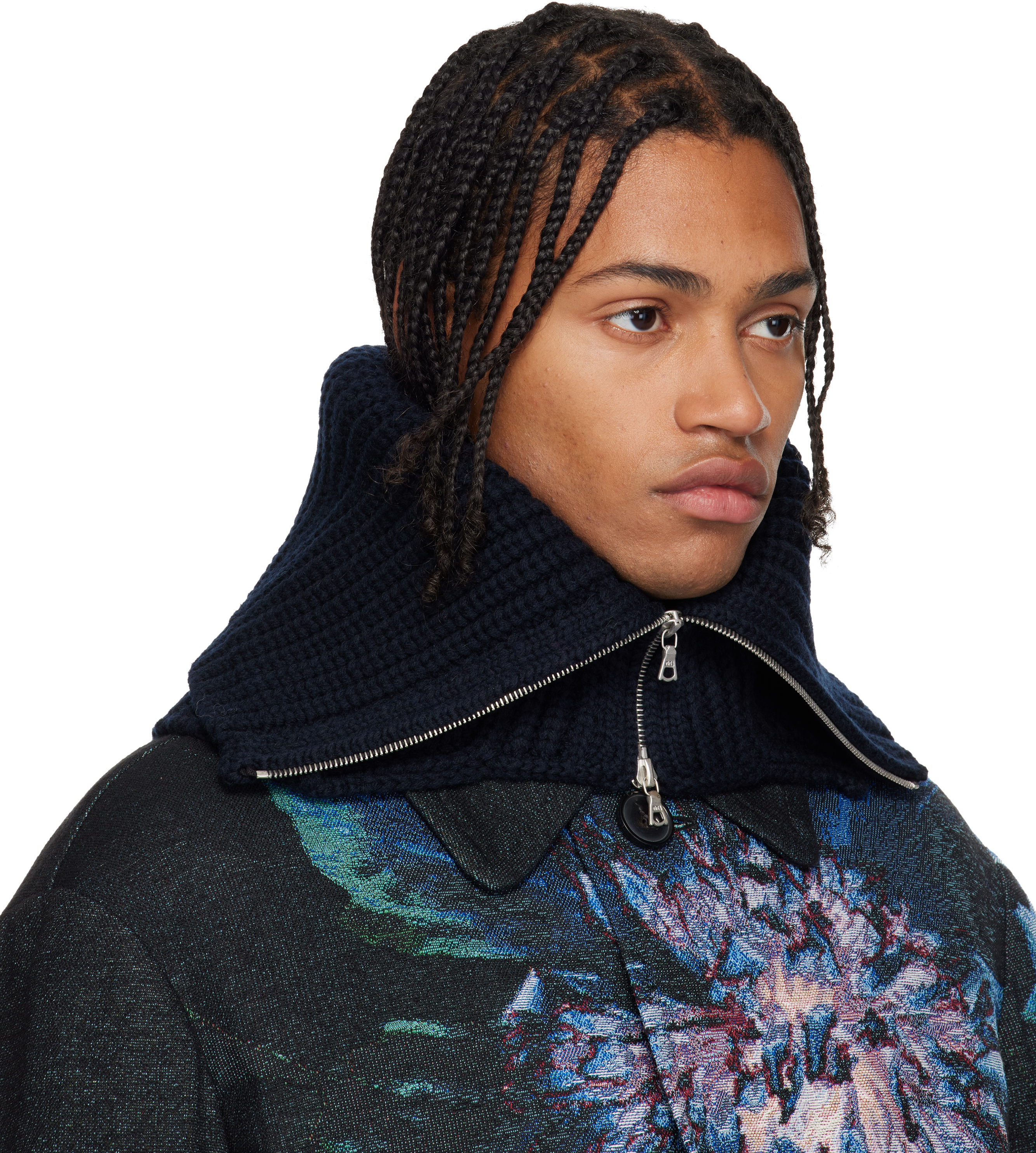 Dries Van Noten Black Wool Collar In Blue