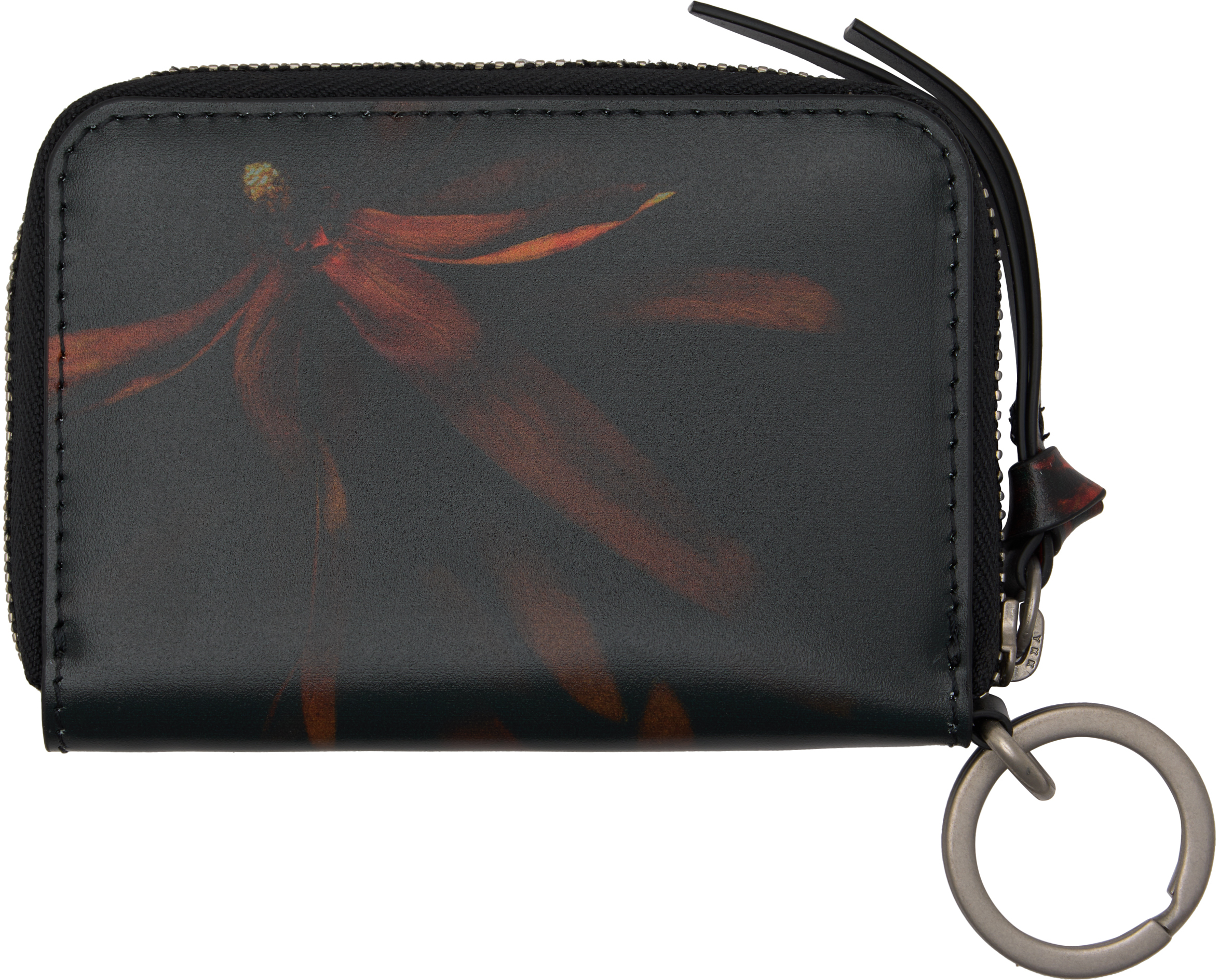 Dries Van Noten Black & Red Leather Card Holder In Black