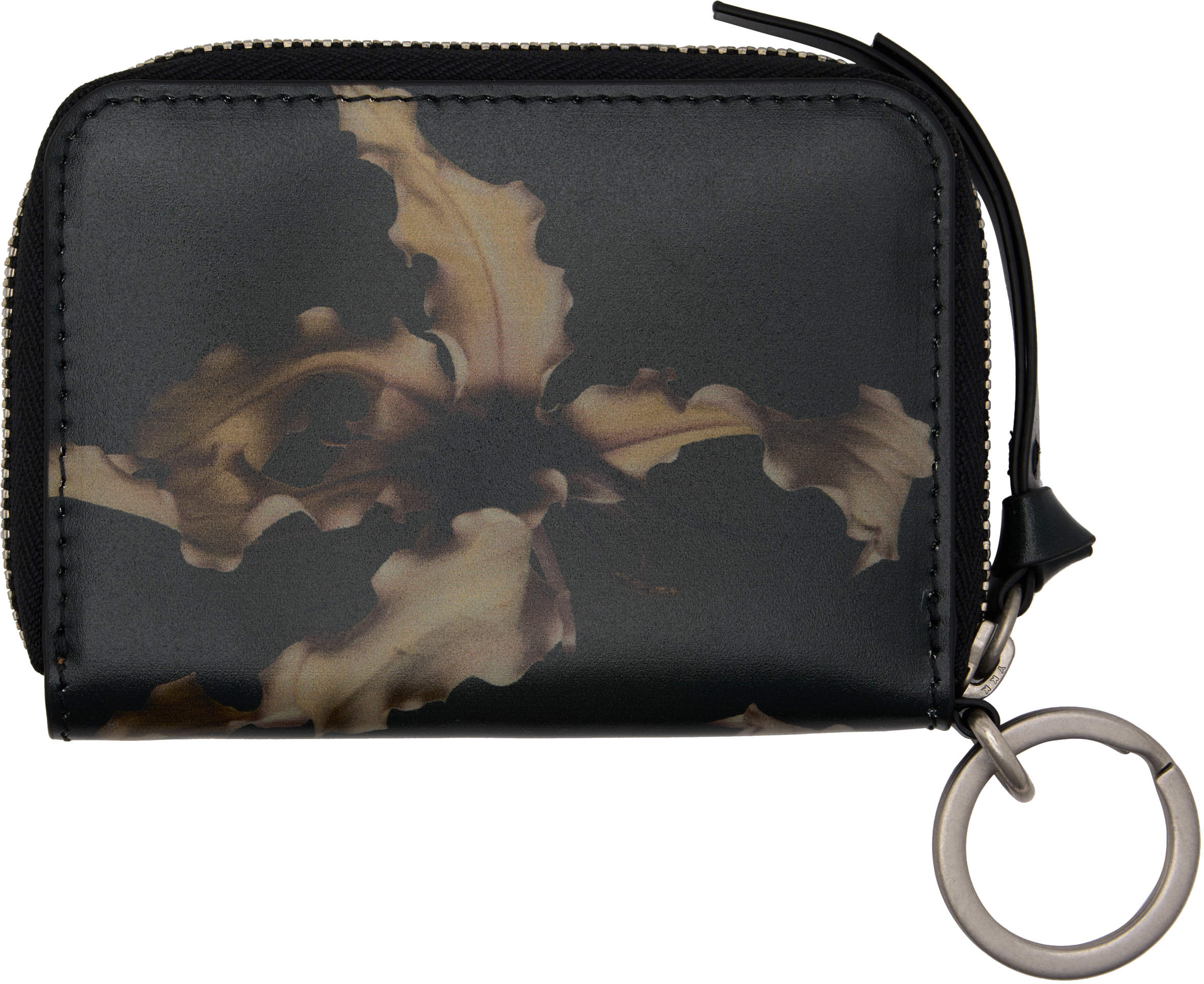 Dries Van Noten Black & Khaki Leather Card Holder In Black
