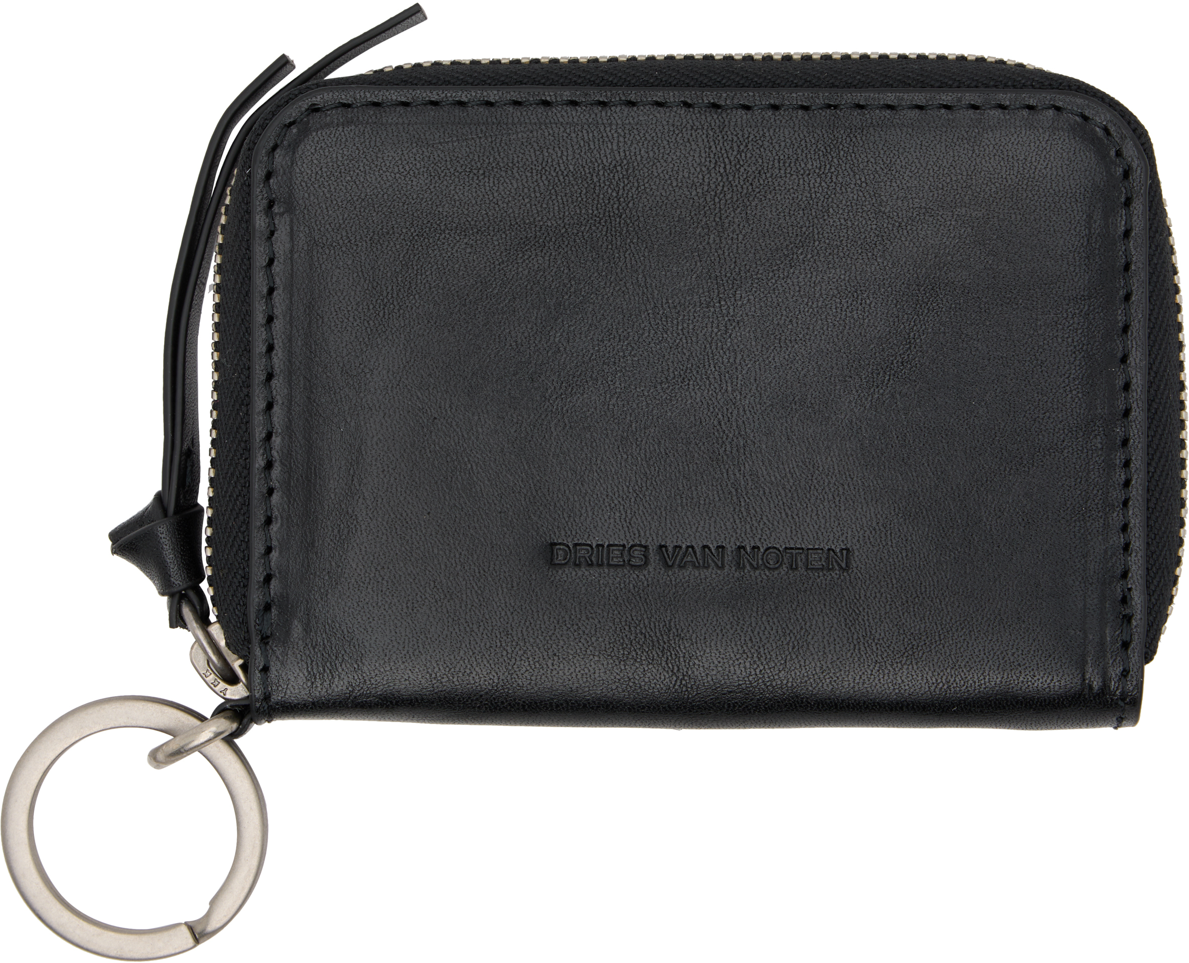 Dries Van Noten Black Leather Card Holder In Black