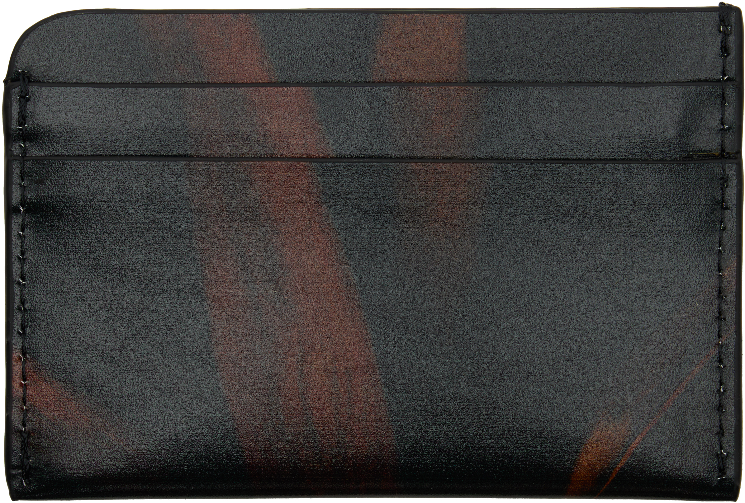 Dries Van Noten Black & Orange Leather Card Holder In Black
