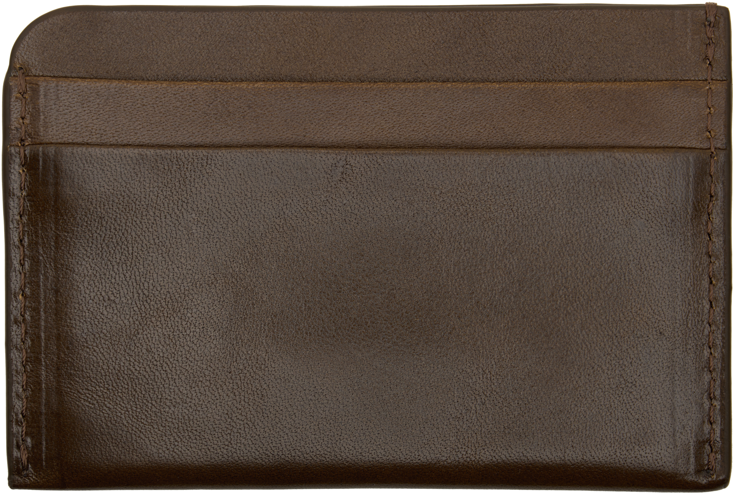 Dries Van Noten Khaki Leather Card Holder In Brown