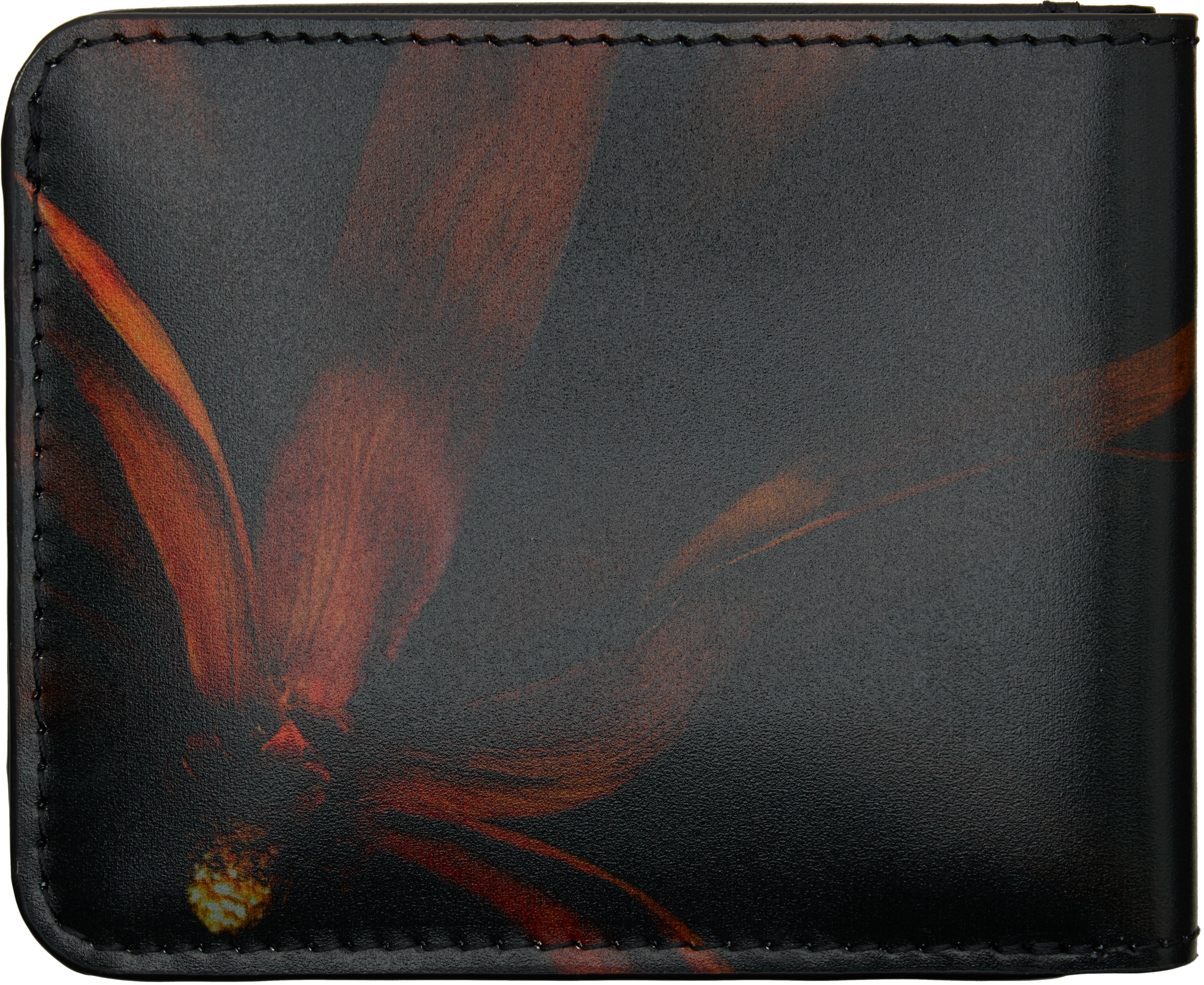 Dries Van Noten Black & Orange Floral Wallet In Black