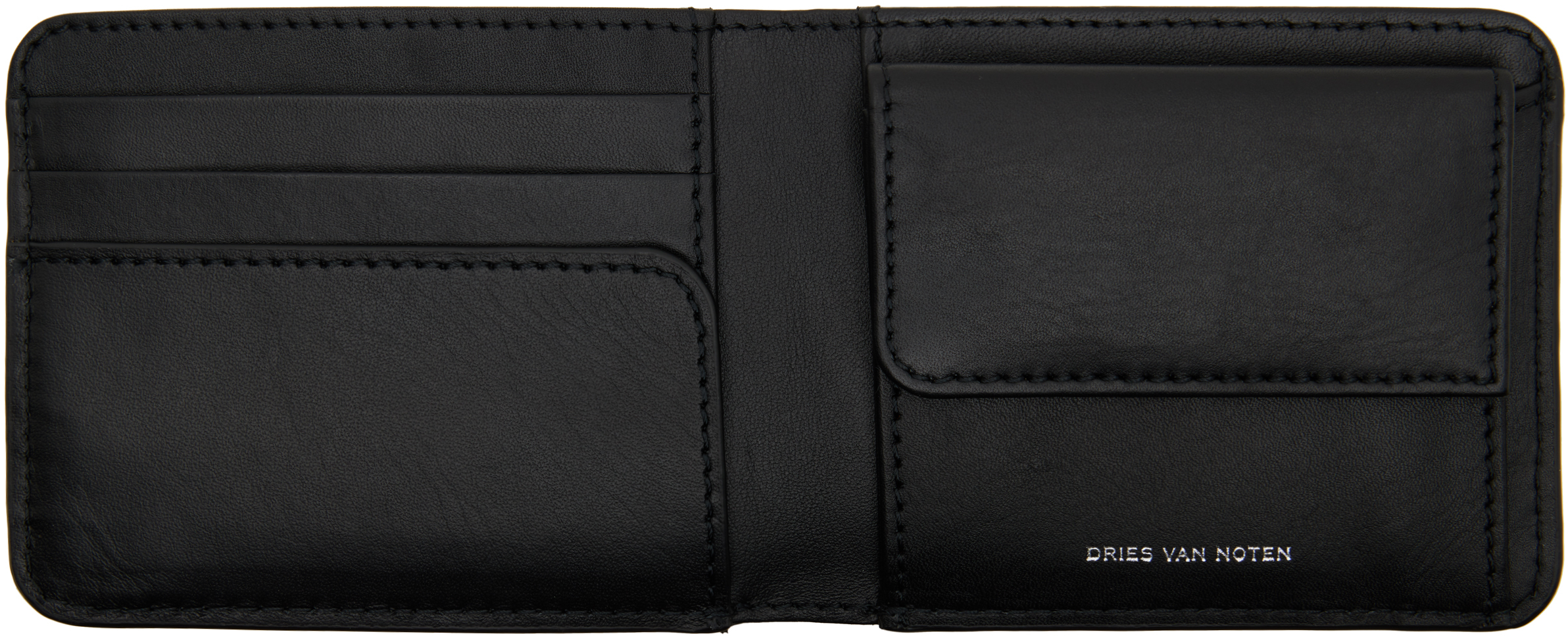 Dries Van Noten Black & Orange Floral Wallet In Black