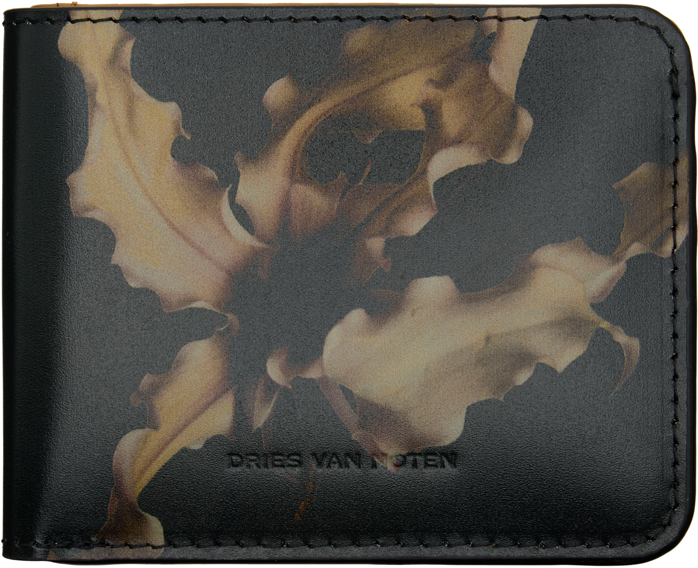 Dries Van Noten: Black & Khaki Floral Wallet | SSENSE