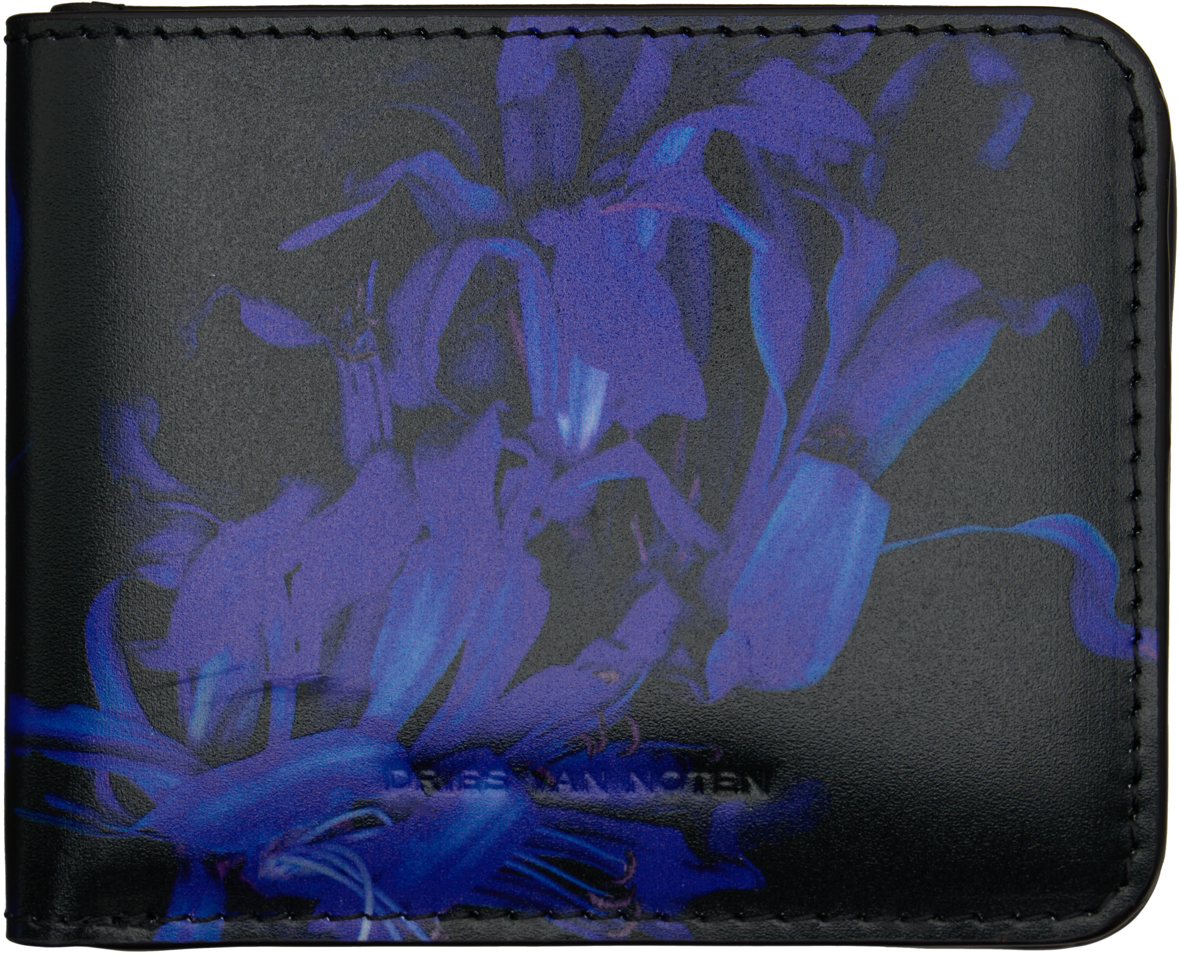 Dries Van Noten: Black & Navy Floral Wallet | SSENSE