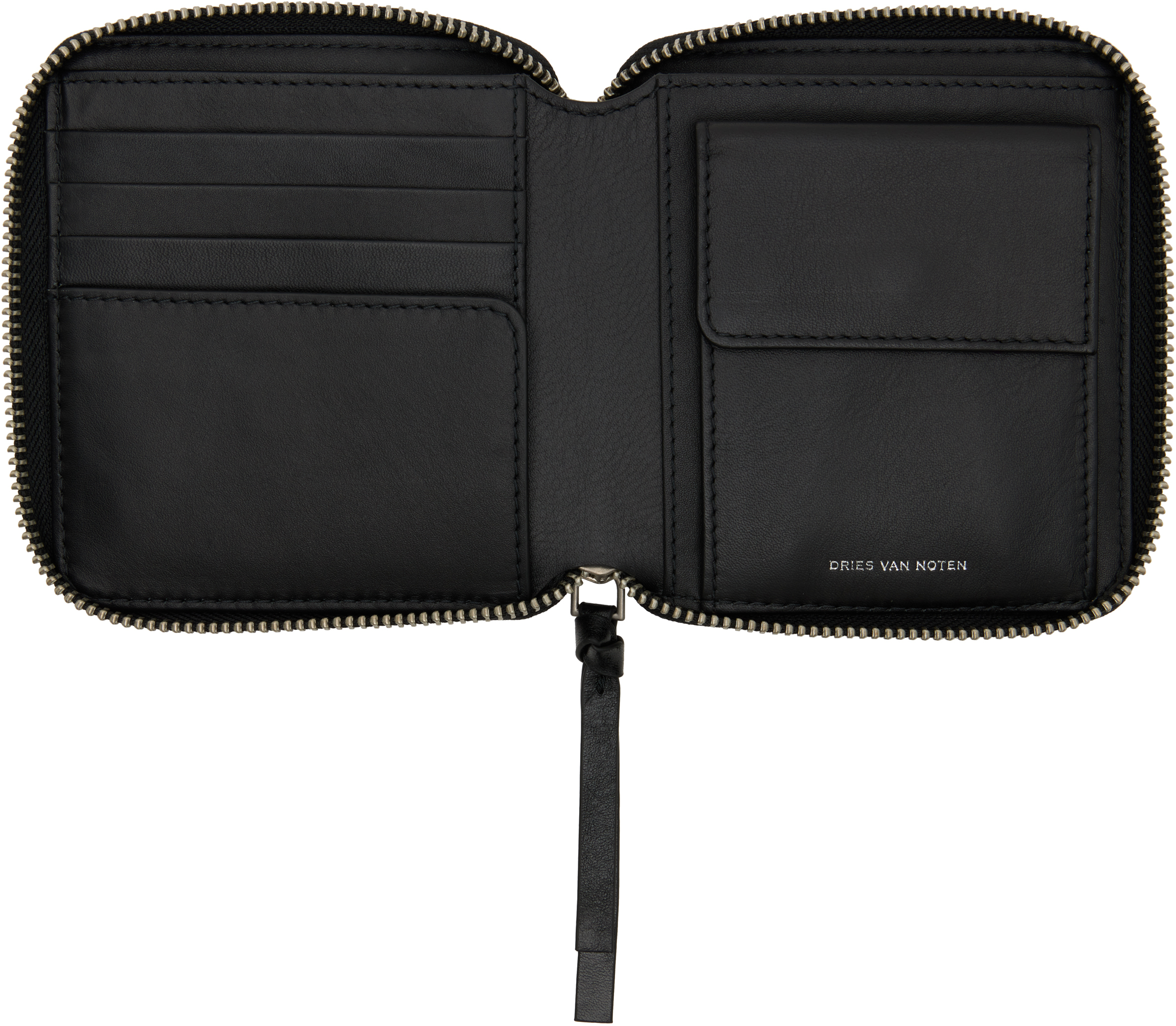 Dries Van Noten Black Square Zip Wallet In Black