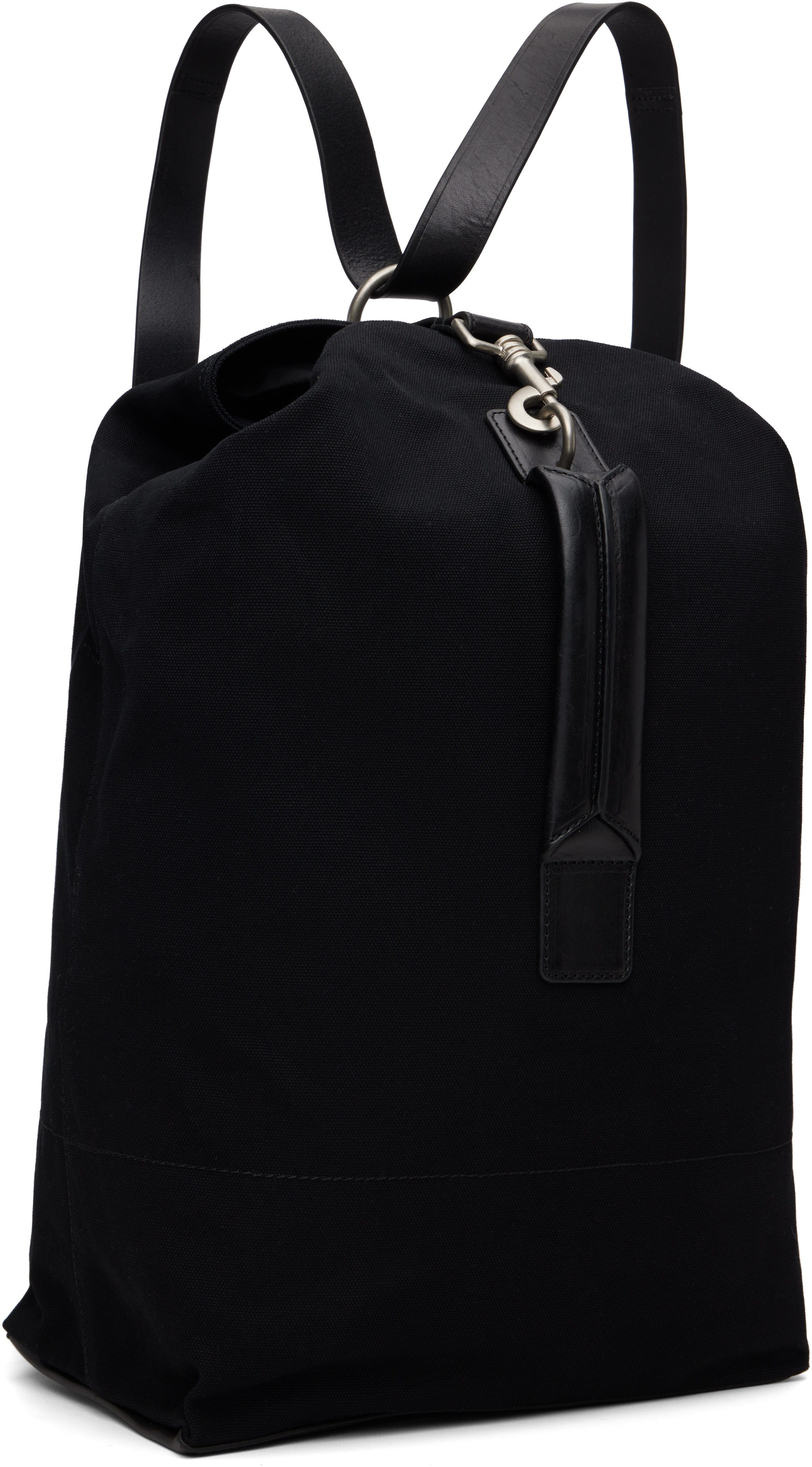 Dries Van Noten Black Adjustable Canvas Backpack In Black